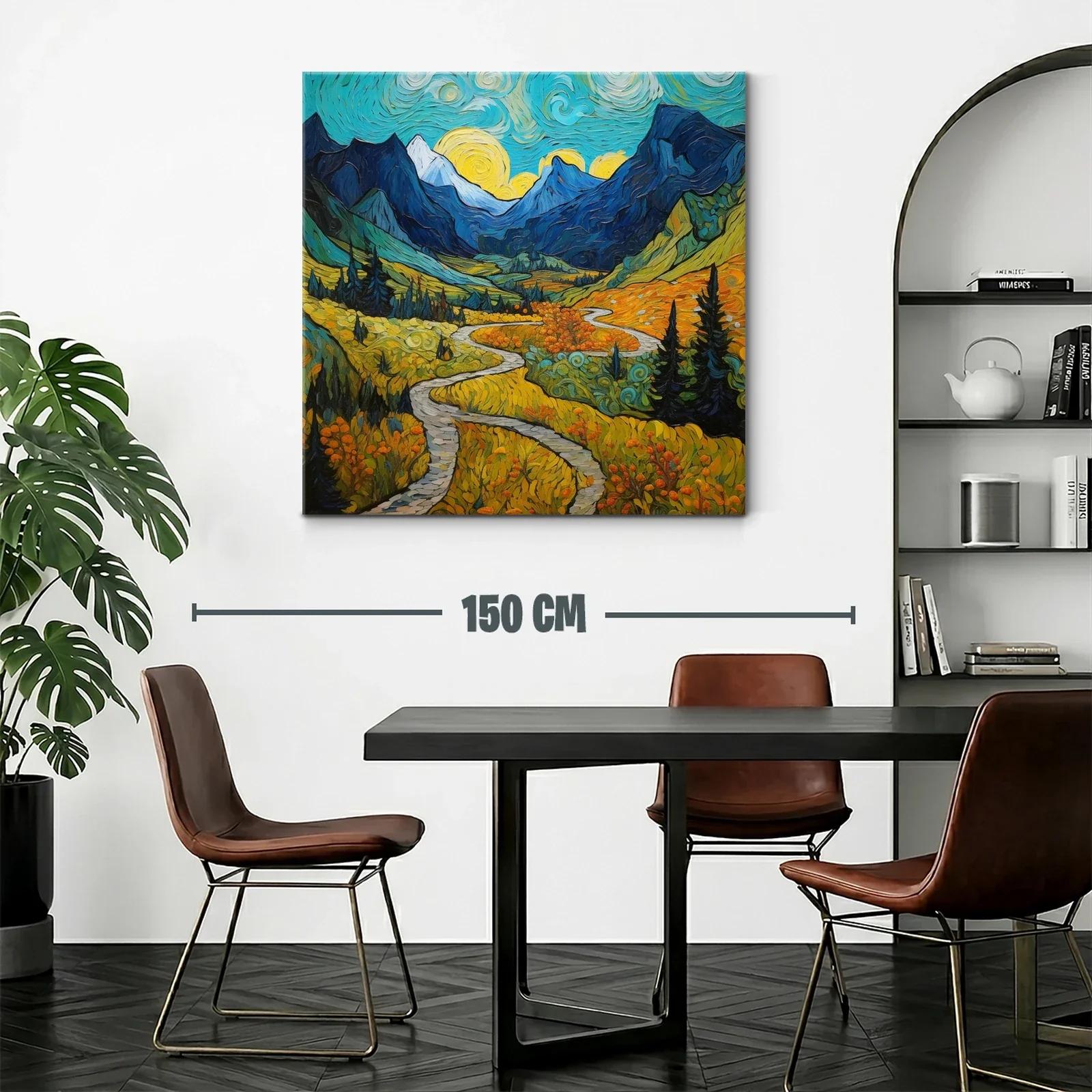 Paisaje montañoso con sendero bajo cielo vibrante — miniatura 2
