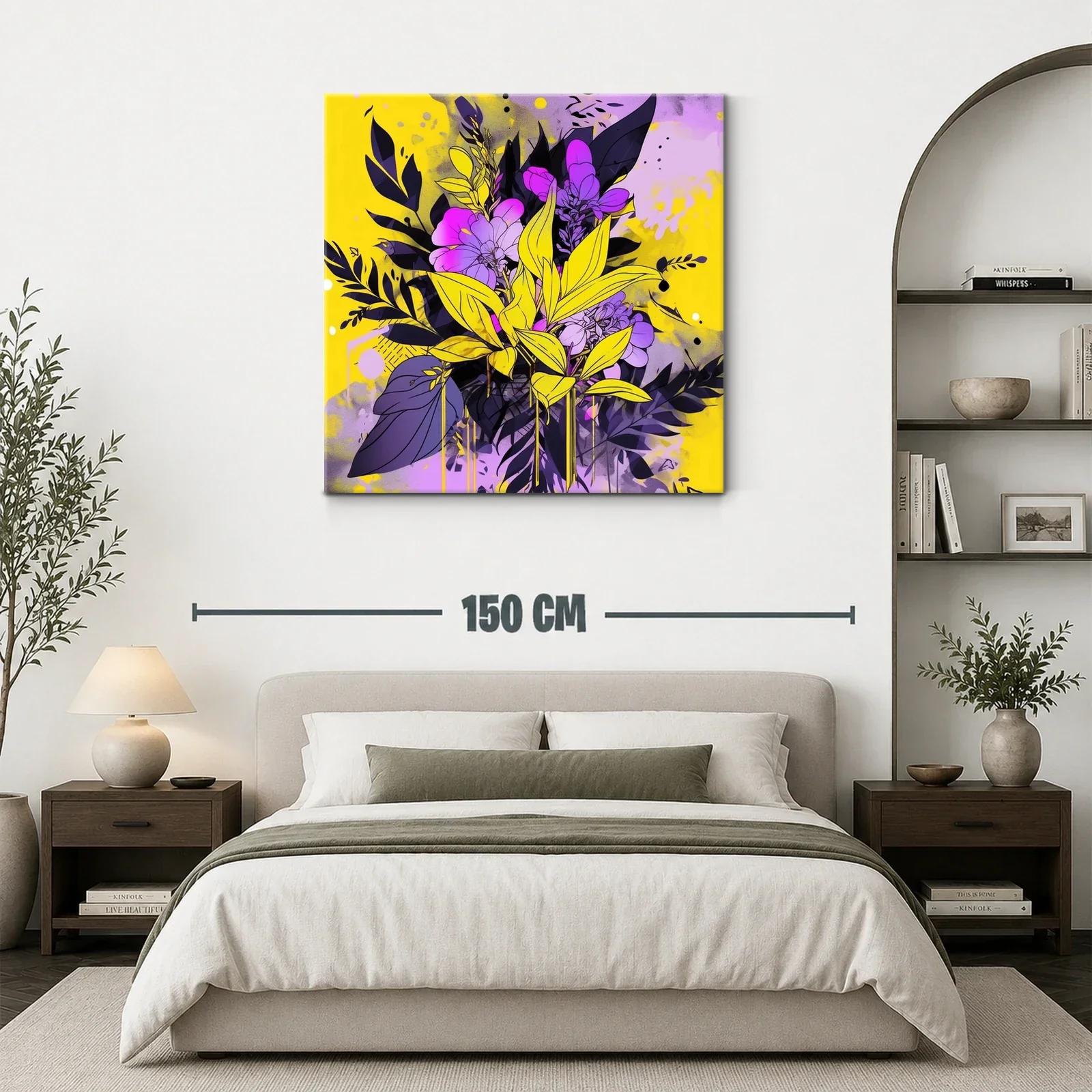 Composición floral vibrante en tonos violetas y amarillos — miniatura 3