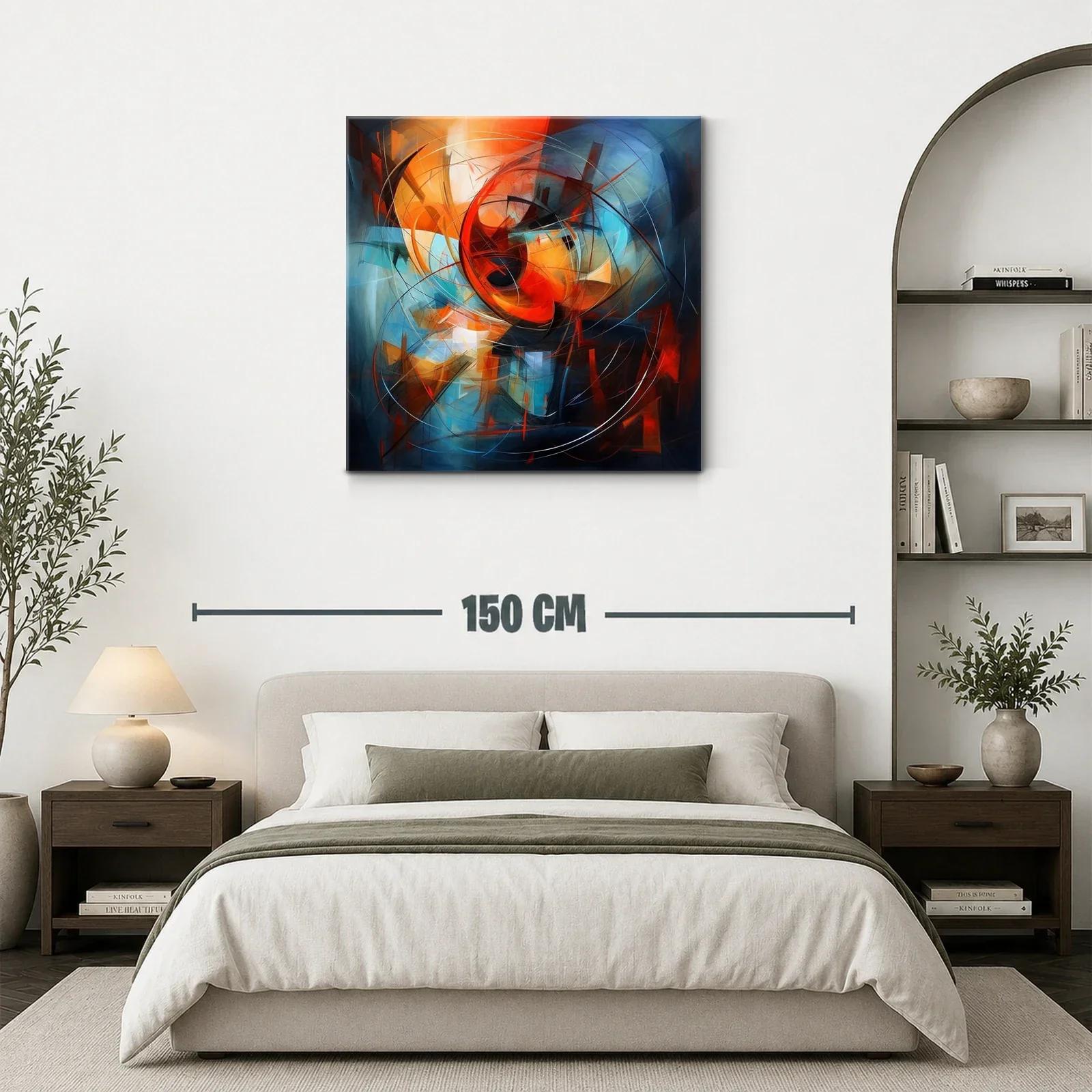 Cuadro abstracto con vibrantes tonos cálidos y fríos — miniatura 3
