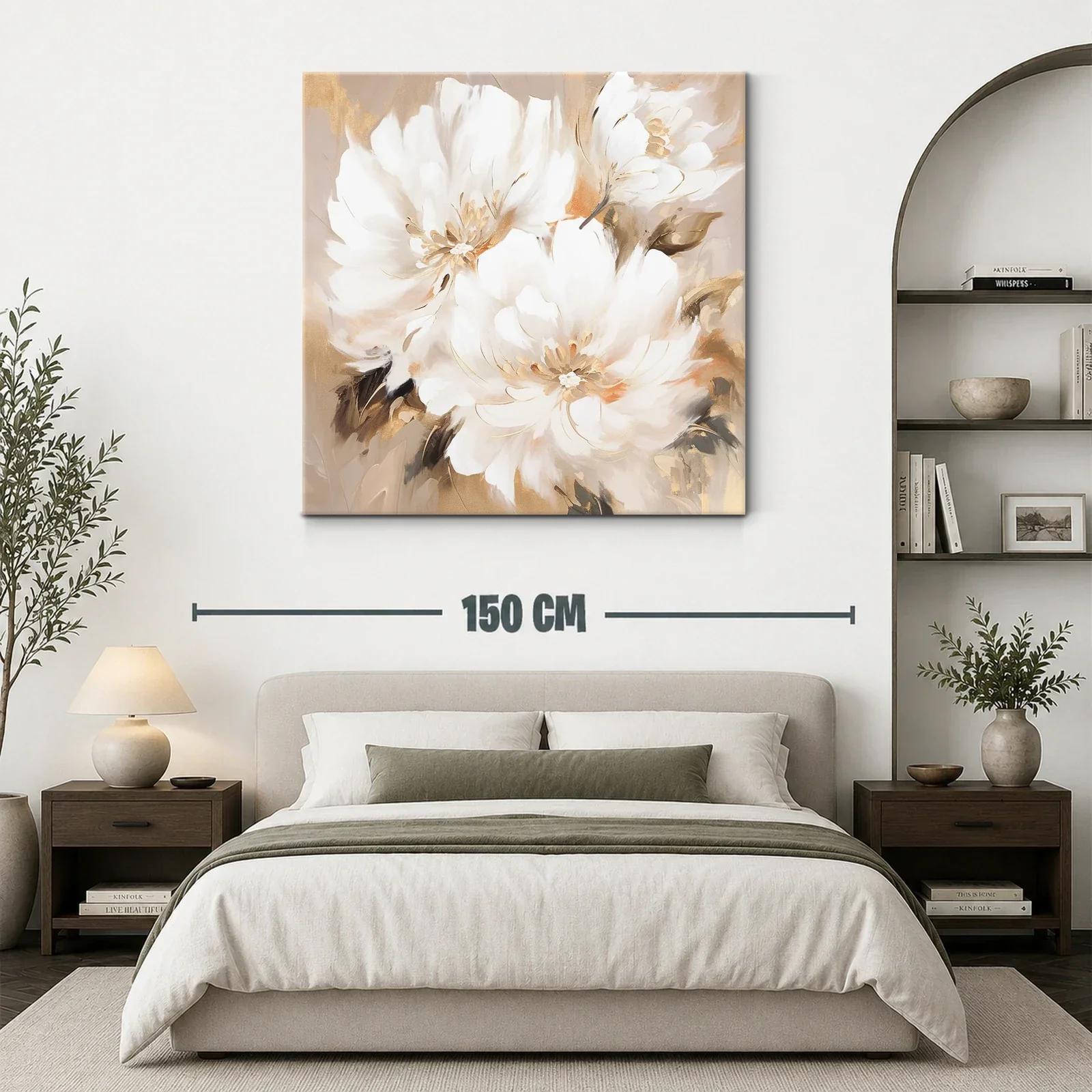 Cuadro flores blancas suaves con tonos cálidos — miniatura 3