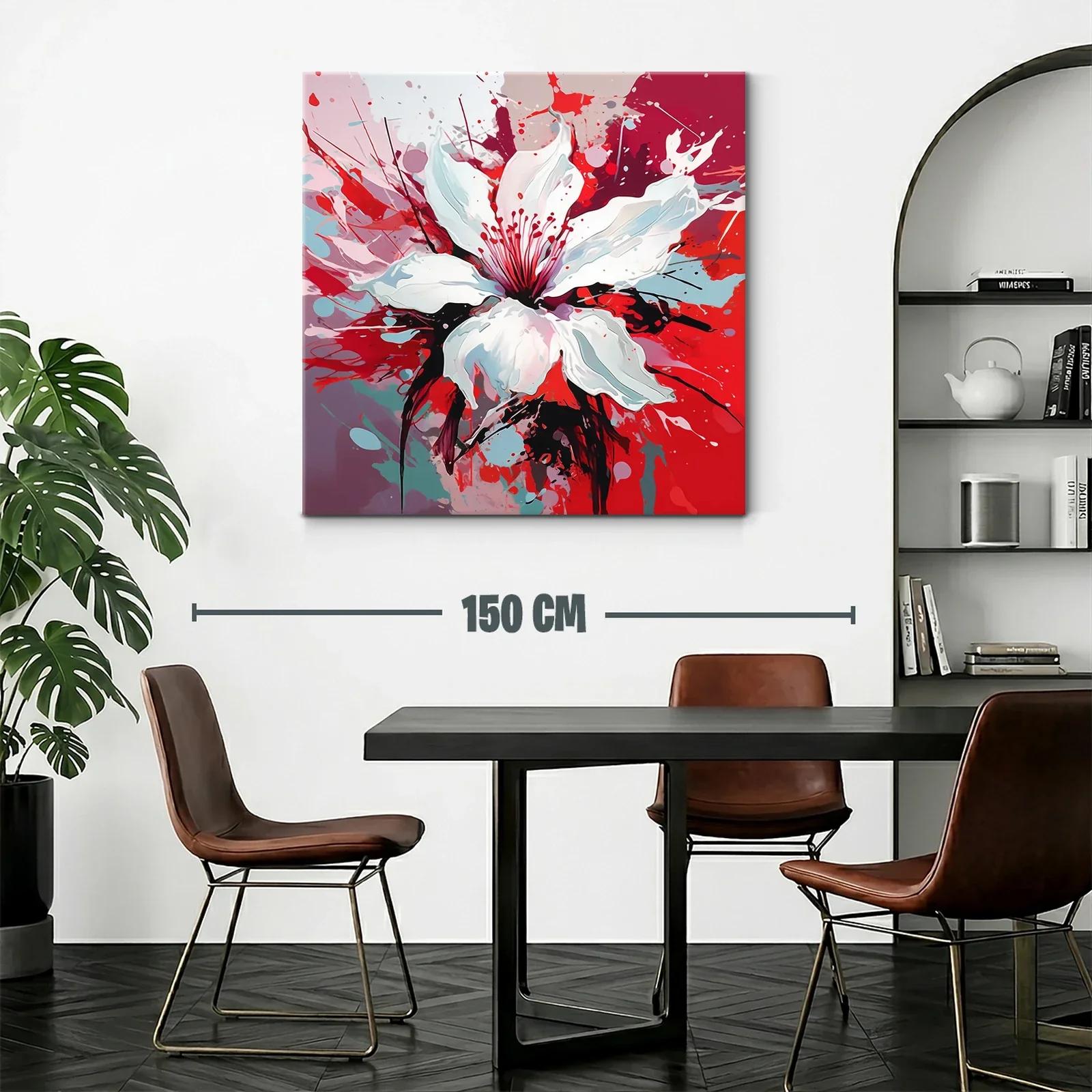 Explosión artística de flor blanca vibrante en tonos rojos — miniatura 2