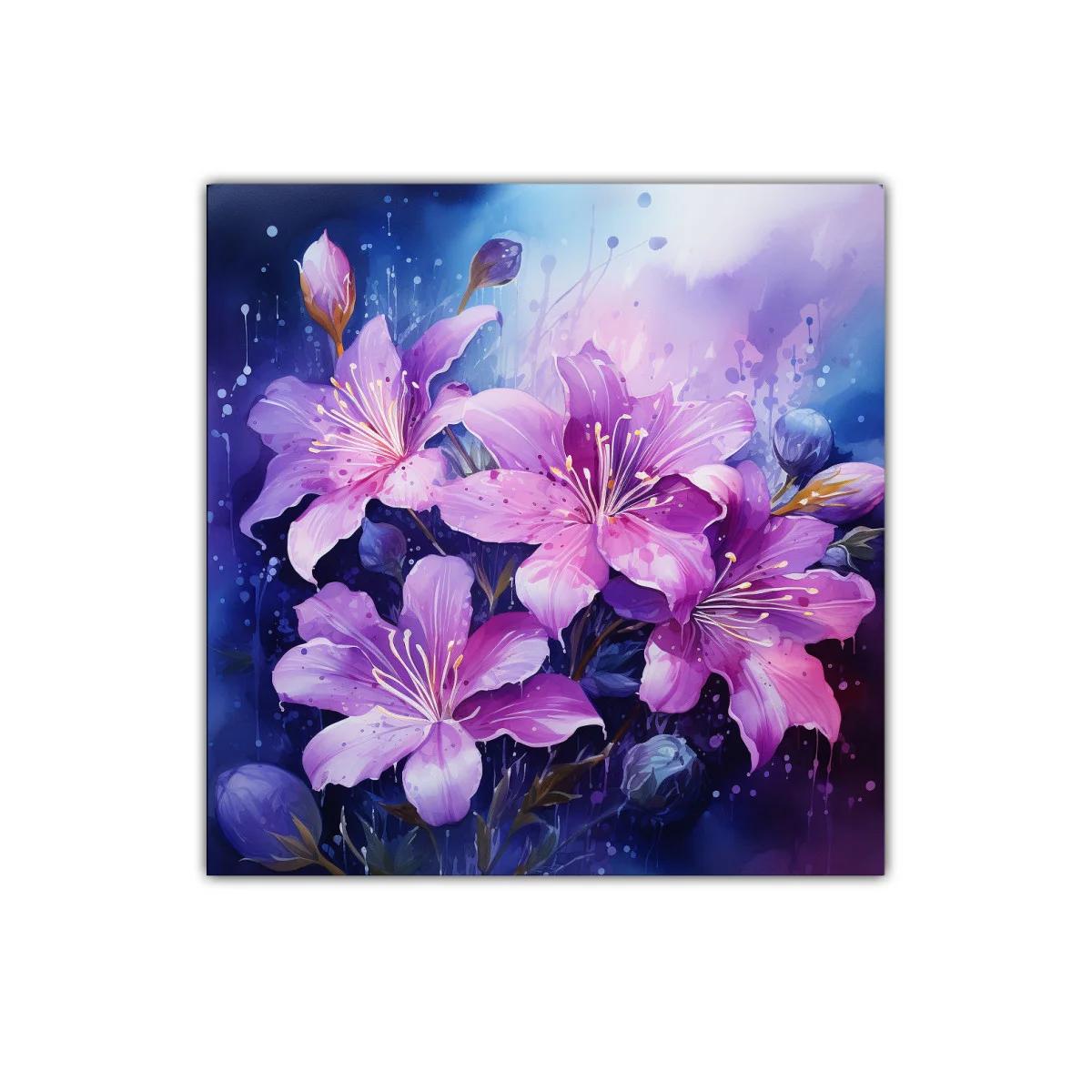 Cuadro con diseño floral en tonos violetas y lilas delicados — imagen principal