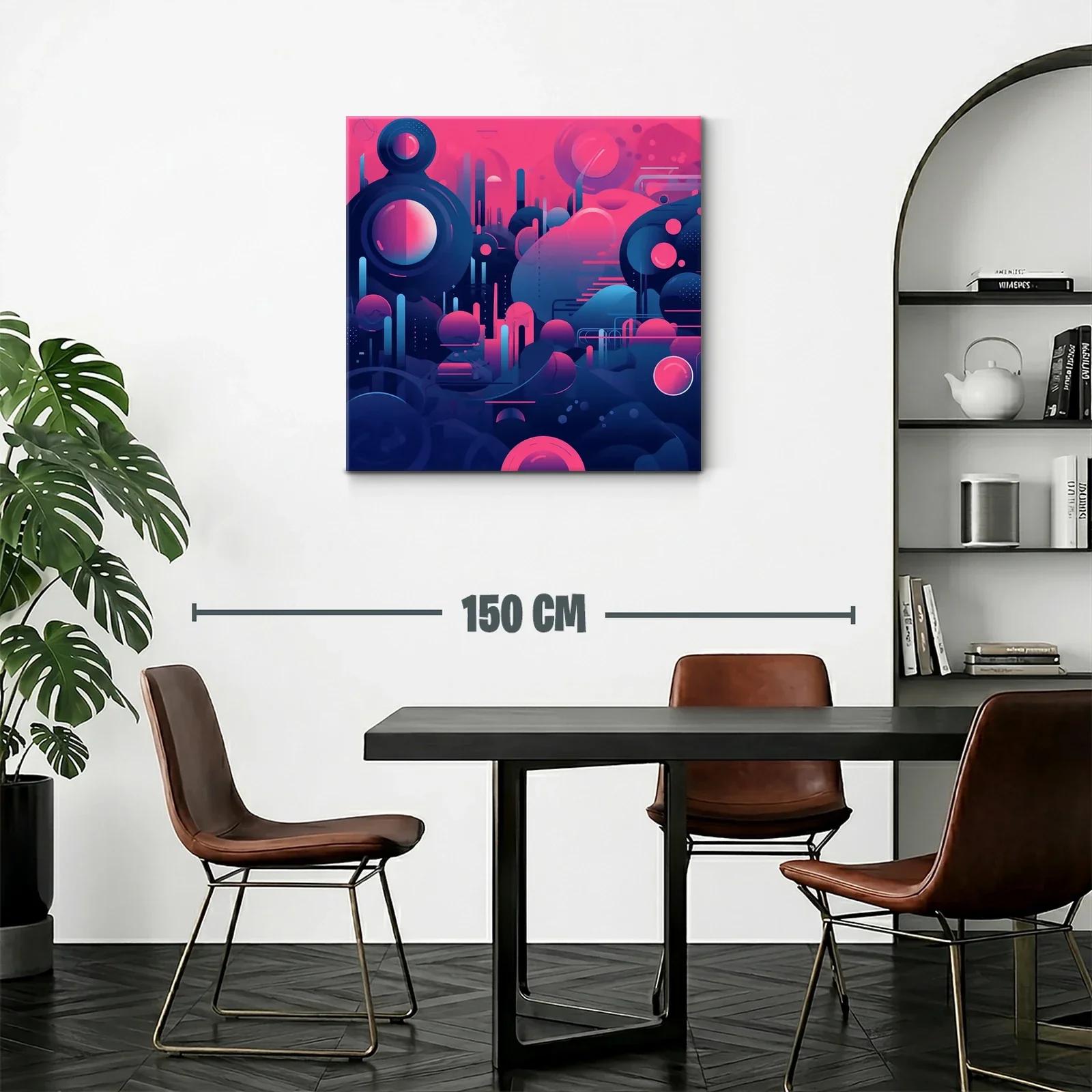 Composición abstracta futurista en tonos azul y rosa brillante — miniatura 2