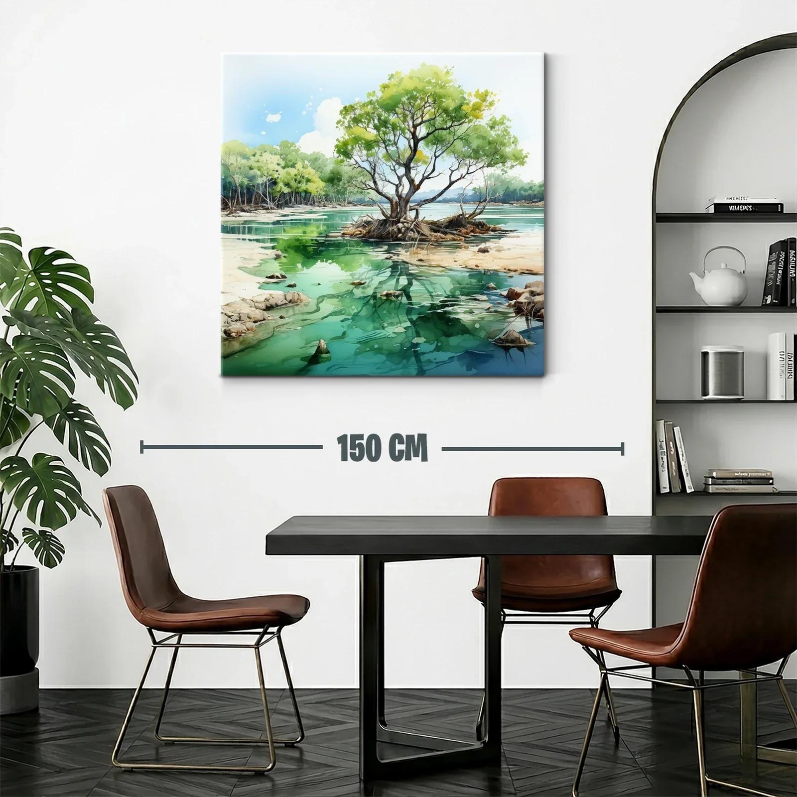 Serena escena natural con árbol y reflejos en lago tranquilo — miniatura 2