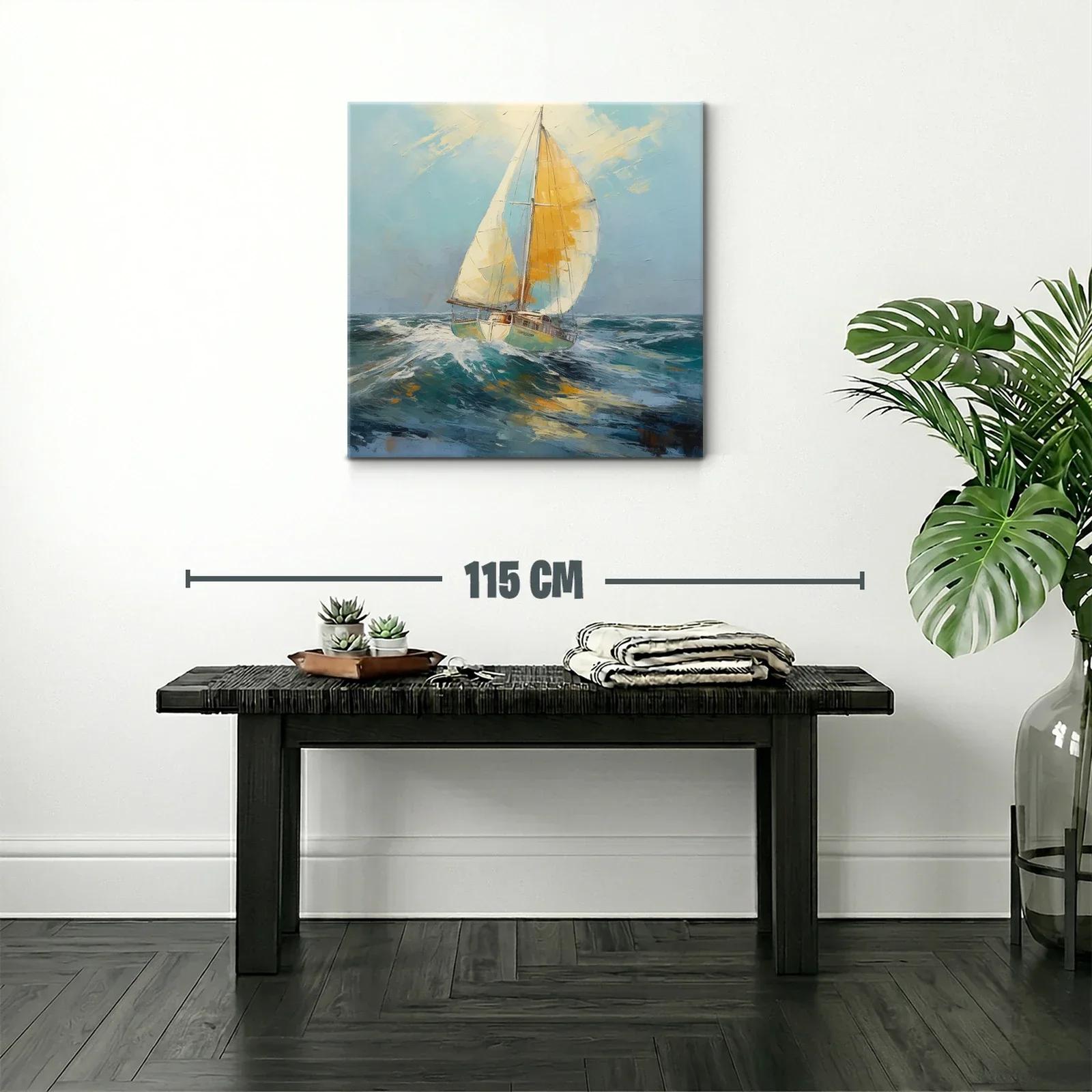 Velero navegando entre olas al viento marino — miniatura 2