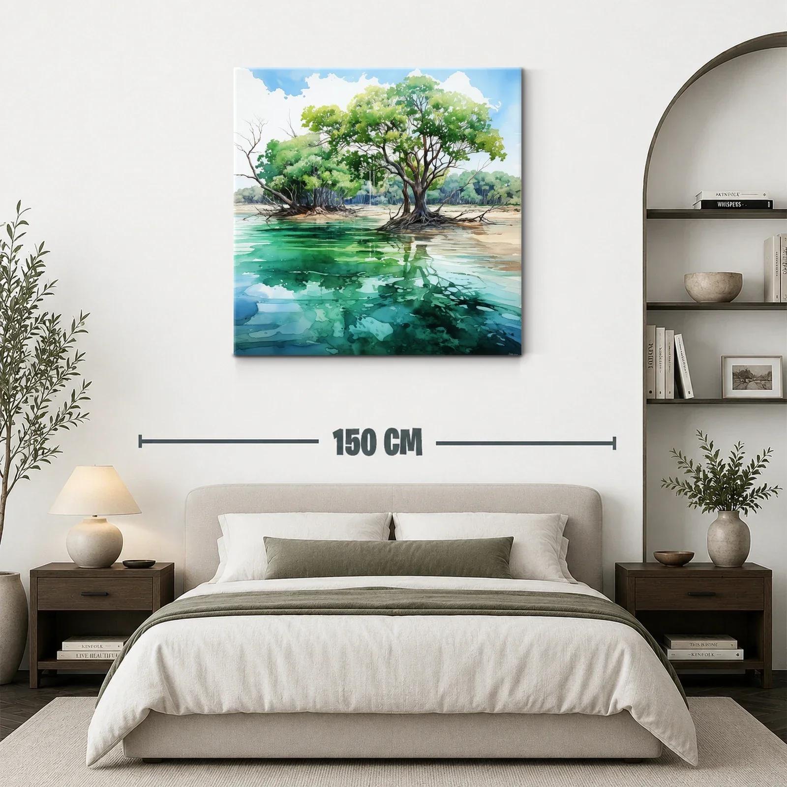 Paisaje natural con árboles reflejados en agua tranquila — miniatura 3