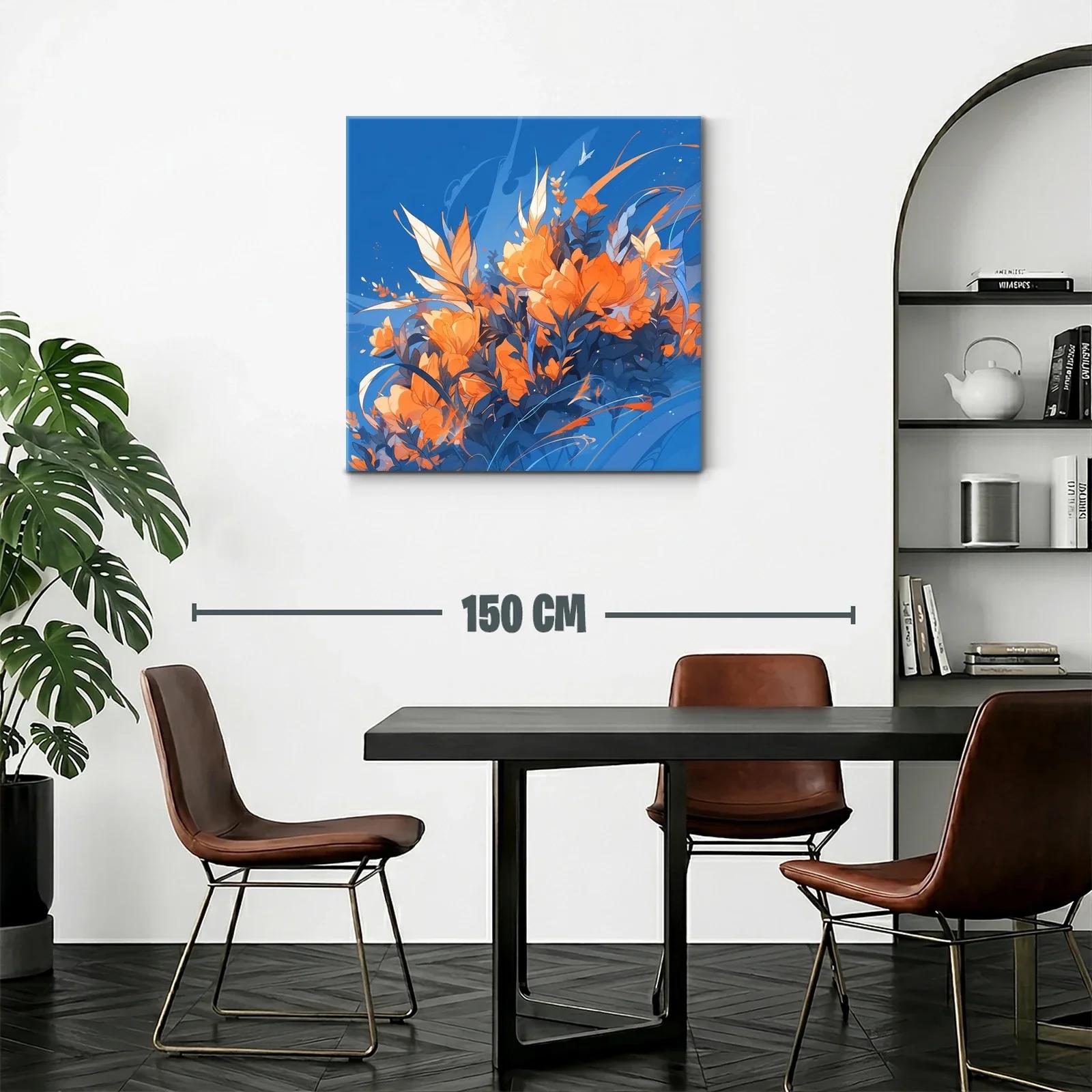 Composición floral vibrante en tonos naranjas y azules — miniatura 2