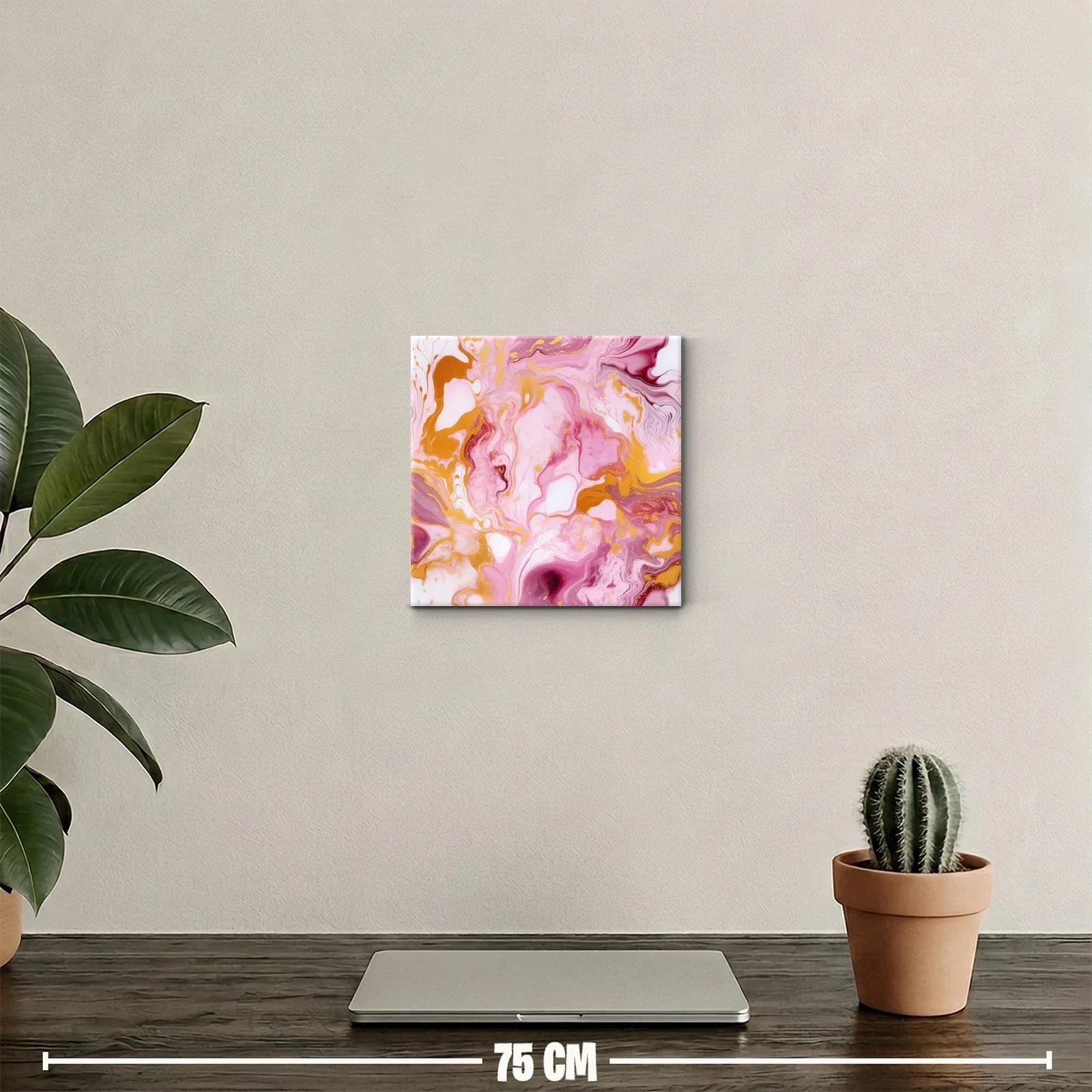 Cuadro decorativo con vibrantes tonos rosas y dorados — miniatura 2