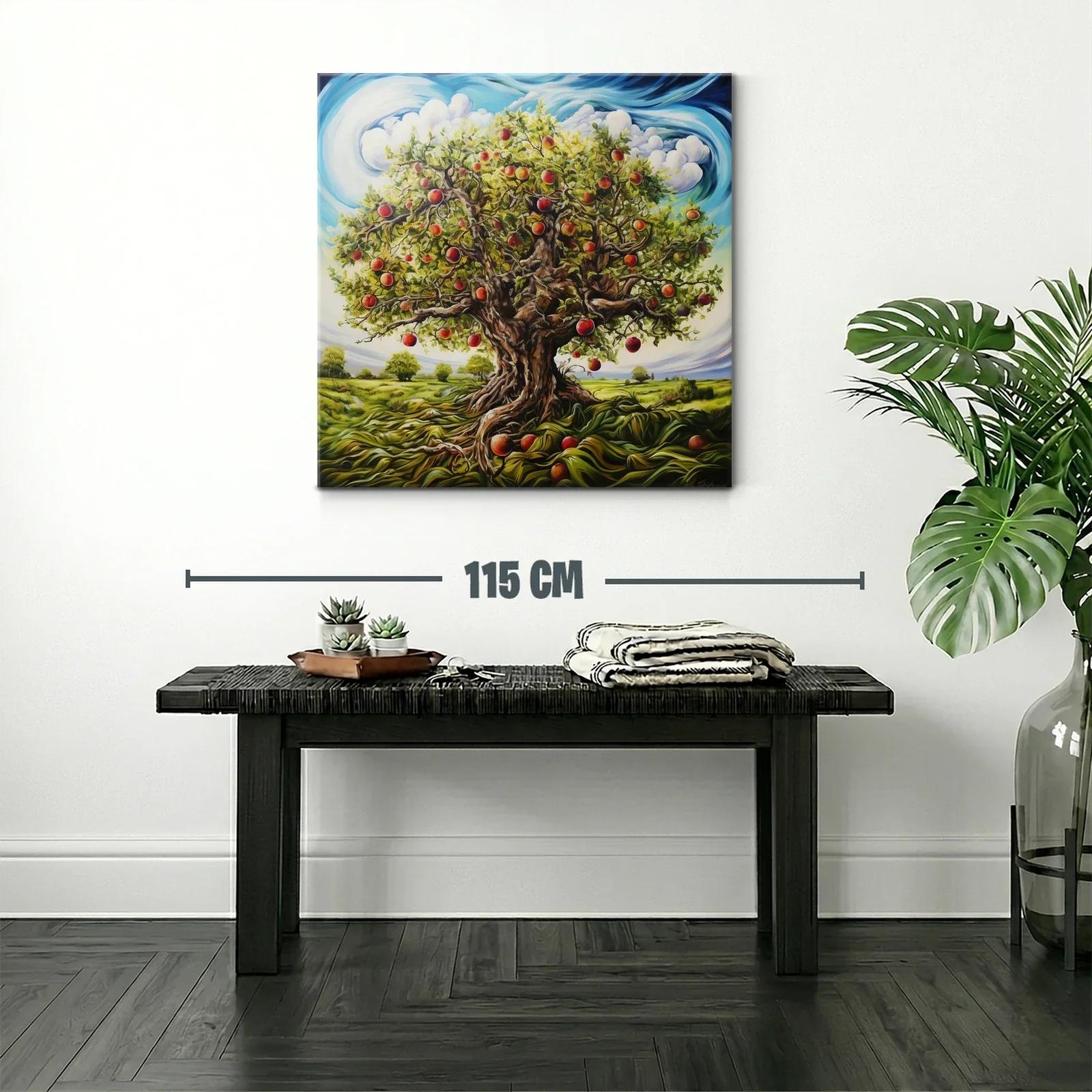 Árbol frutal exuberante con manzanas rojas maduras — miniatura 2