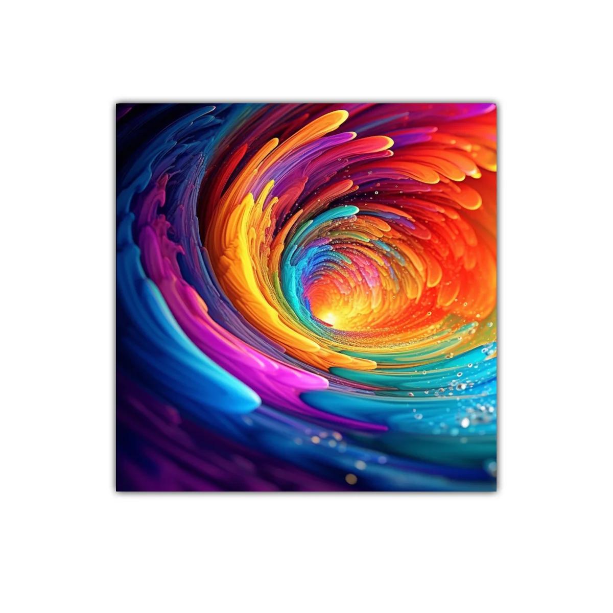 Cuadro vibrante con espiral de colores intensos y dinámicos