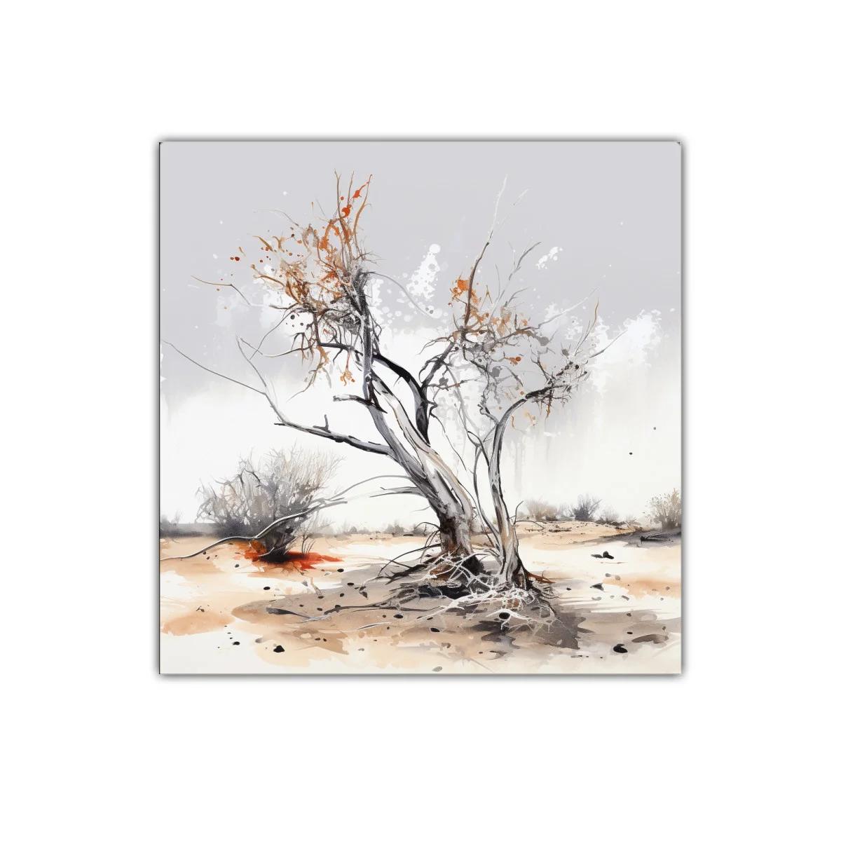 Árbol solitario en paisaje minimalista natural