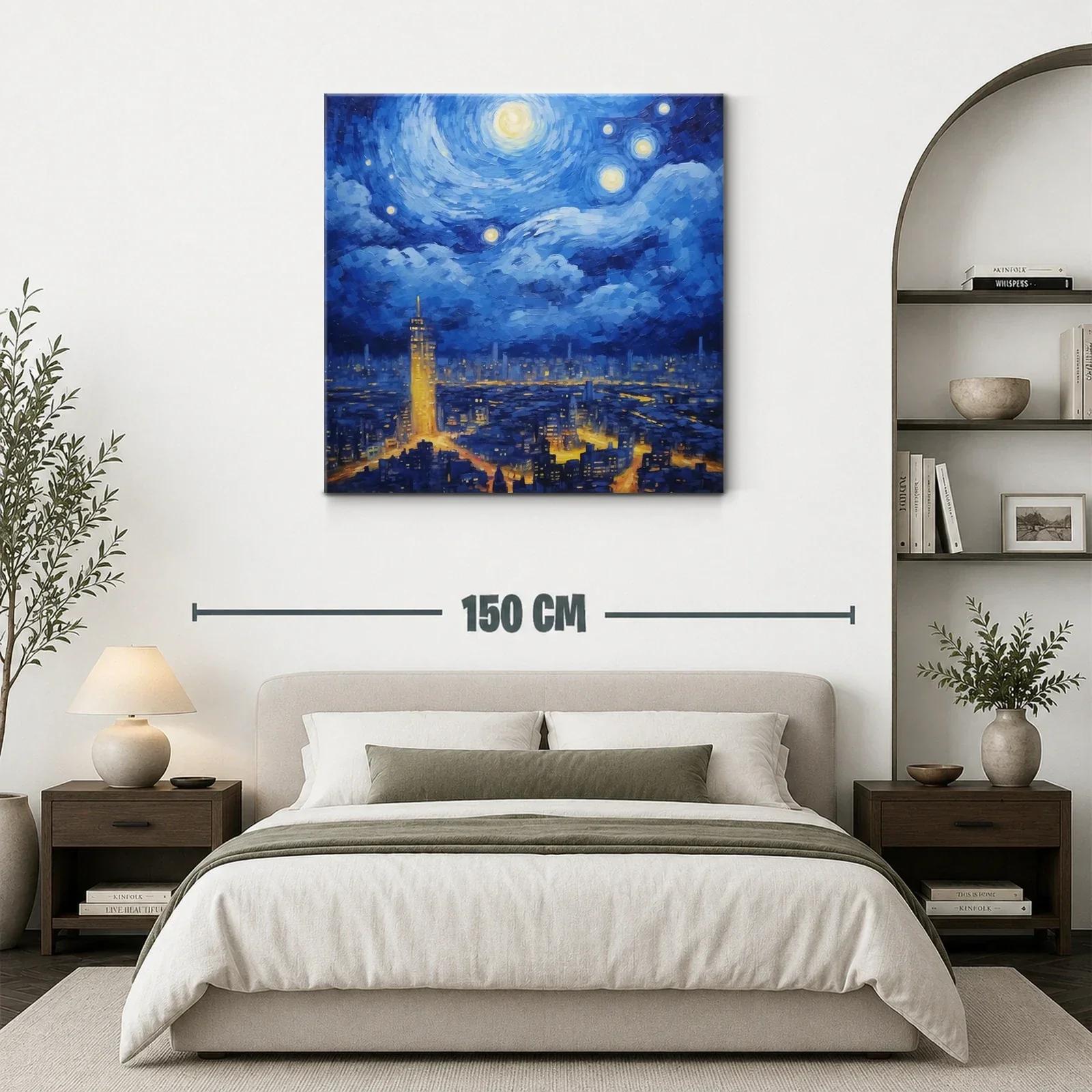 Paisaje nocturno urbano con cielo estrellado vibrante — miniatura 3