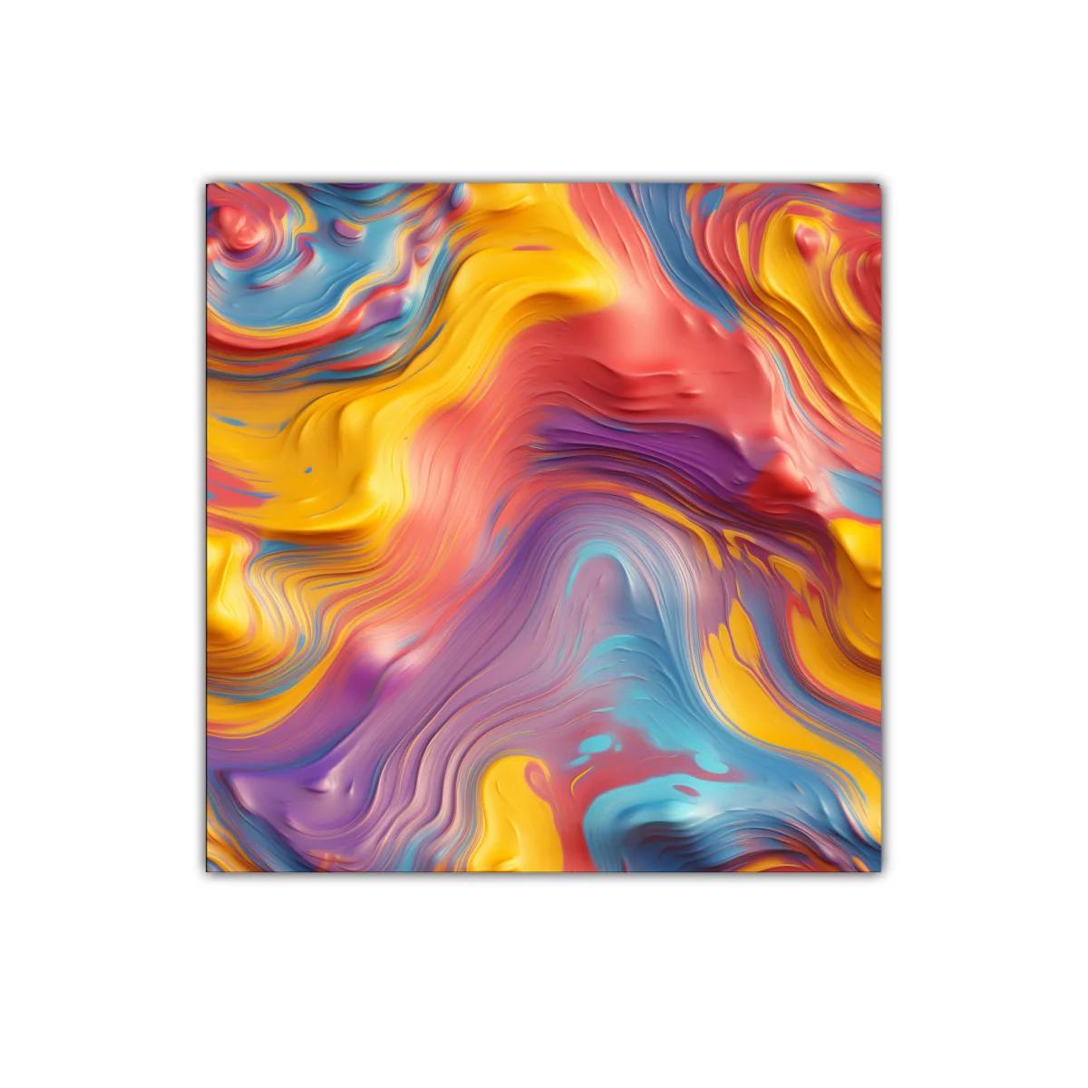 Cuadro abstracto con formas fluidas en tonos vibrantes