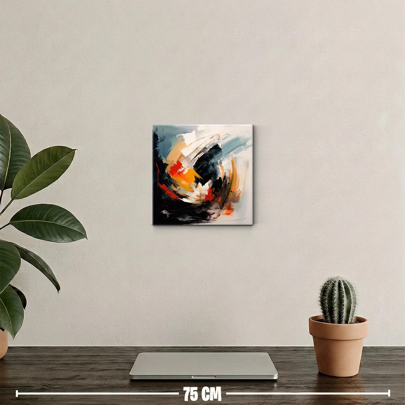 Cuadro abstracto con energía en tonos cálidos y oscuros — miniatura 2