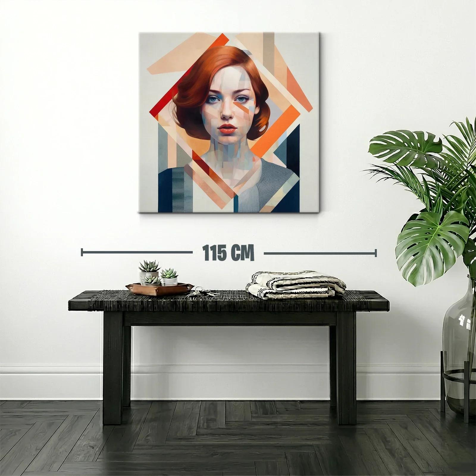 Retrato contemporáneo de mujer con tonos cálidos y geometría — miniatura 2