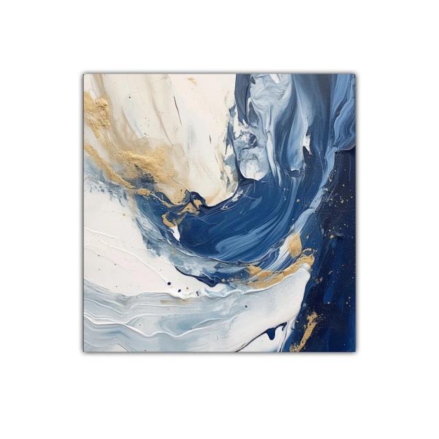 Cuadro abstracto con tonos azules y dorados para decoración