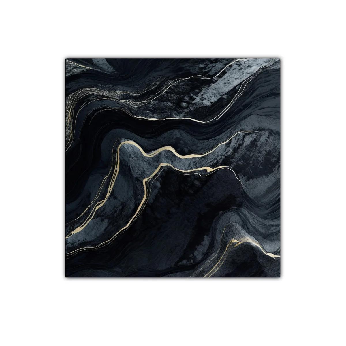 Cuadro abstracto en tonos oscuros con detalles dorados — imagen principal