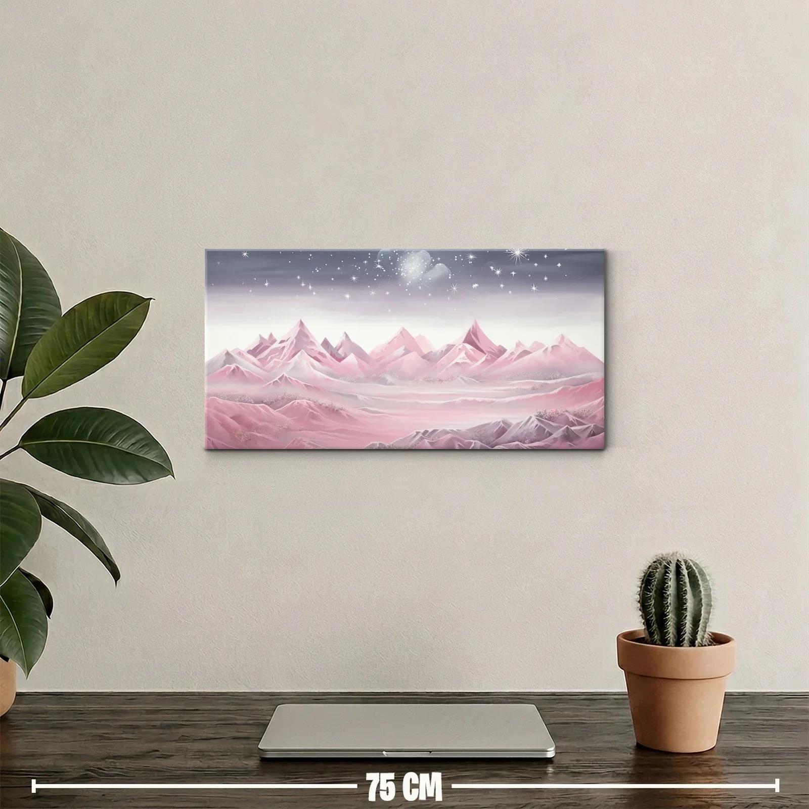Cuadro cordillera de montañas rosadas con corazón brillante — miniatura 2