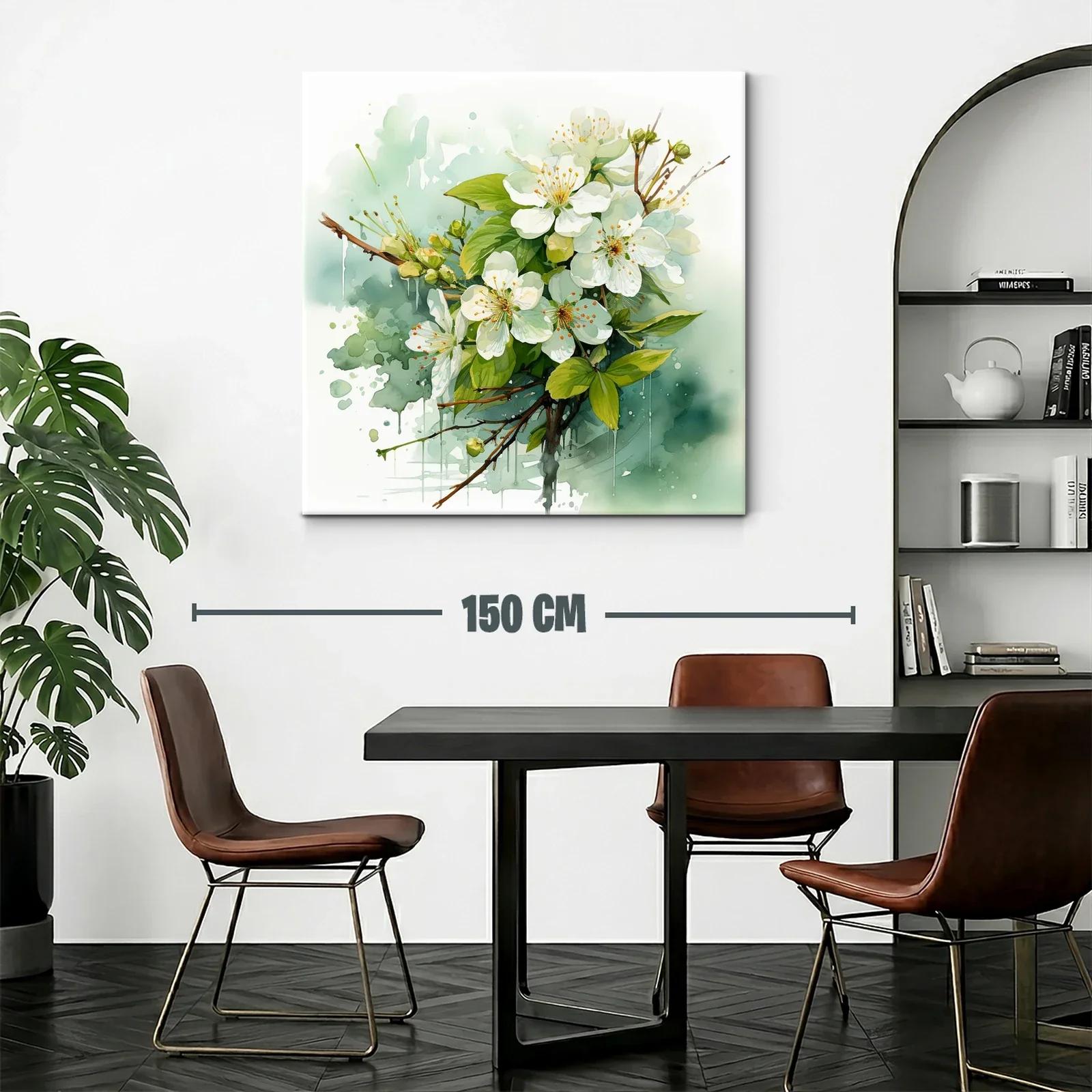 Cuadro con flores blancas y hojas verdes en composición delicada — miniatura 2