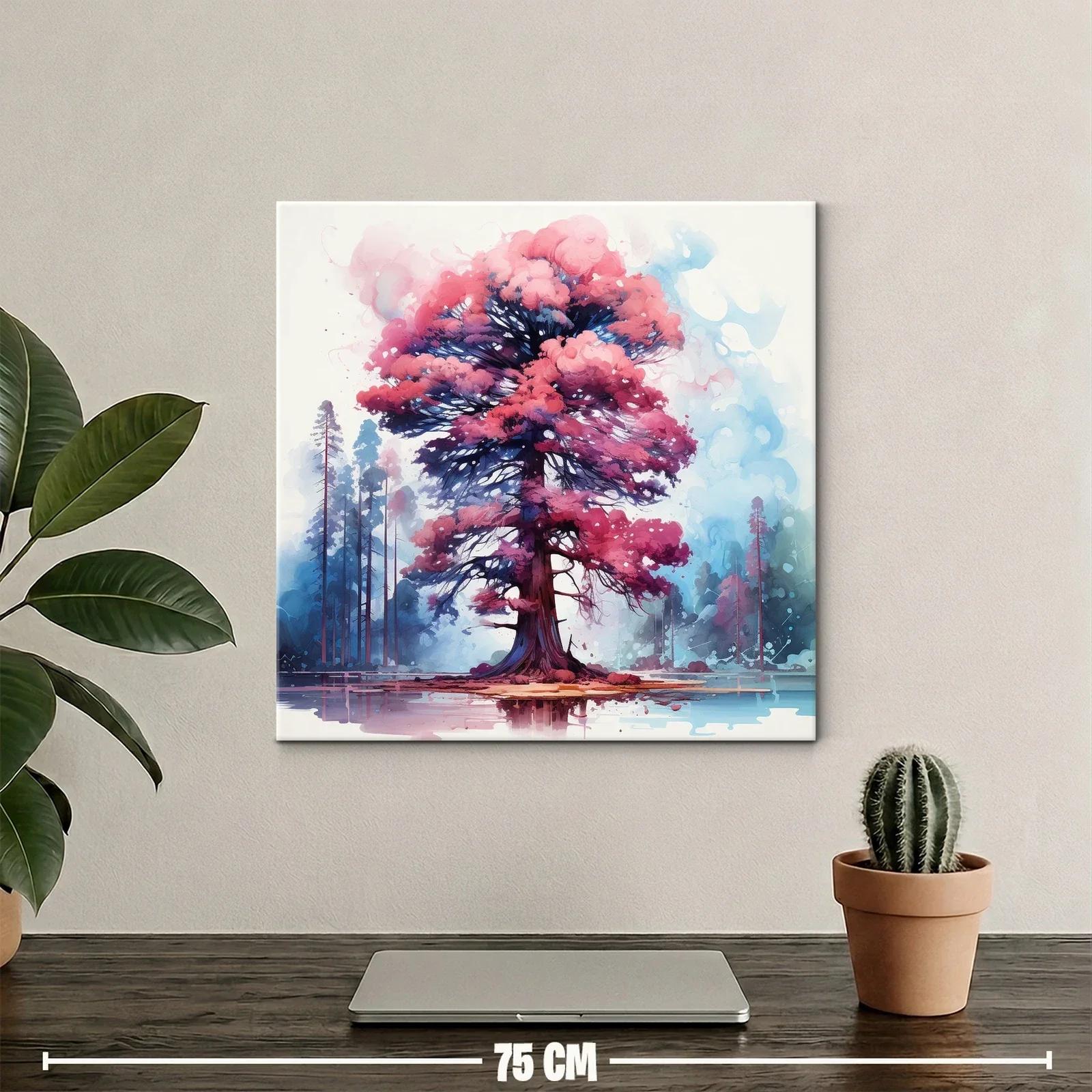 Árbol vibrante con follaje en tonos rosa y azul — miniatura 2