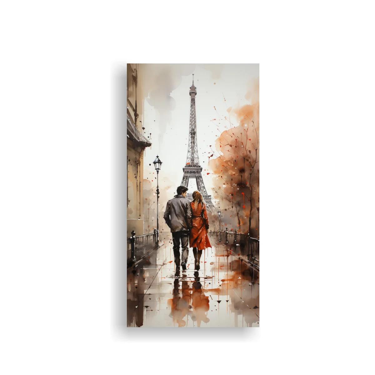 Cuadro pareja de espaldas hacia la Torre Eiffel — imagen principal