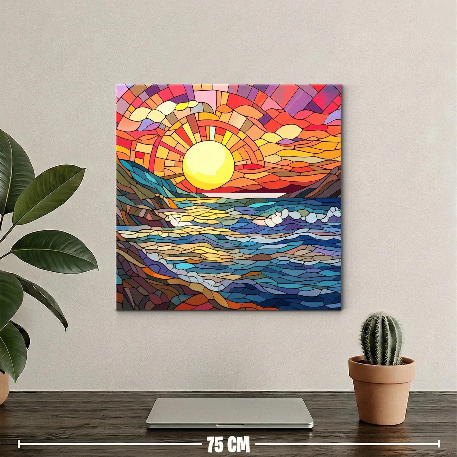 Cuadro vibrante de paisaje marino al atardecer — miniatura 2