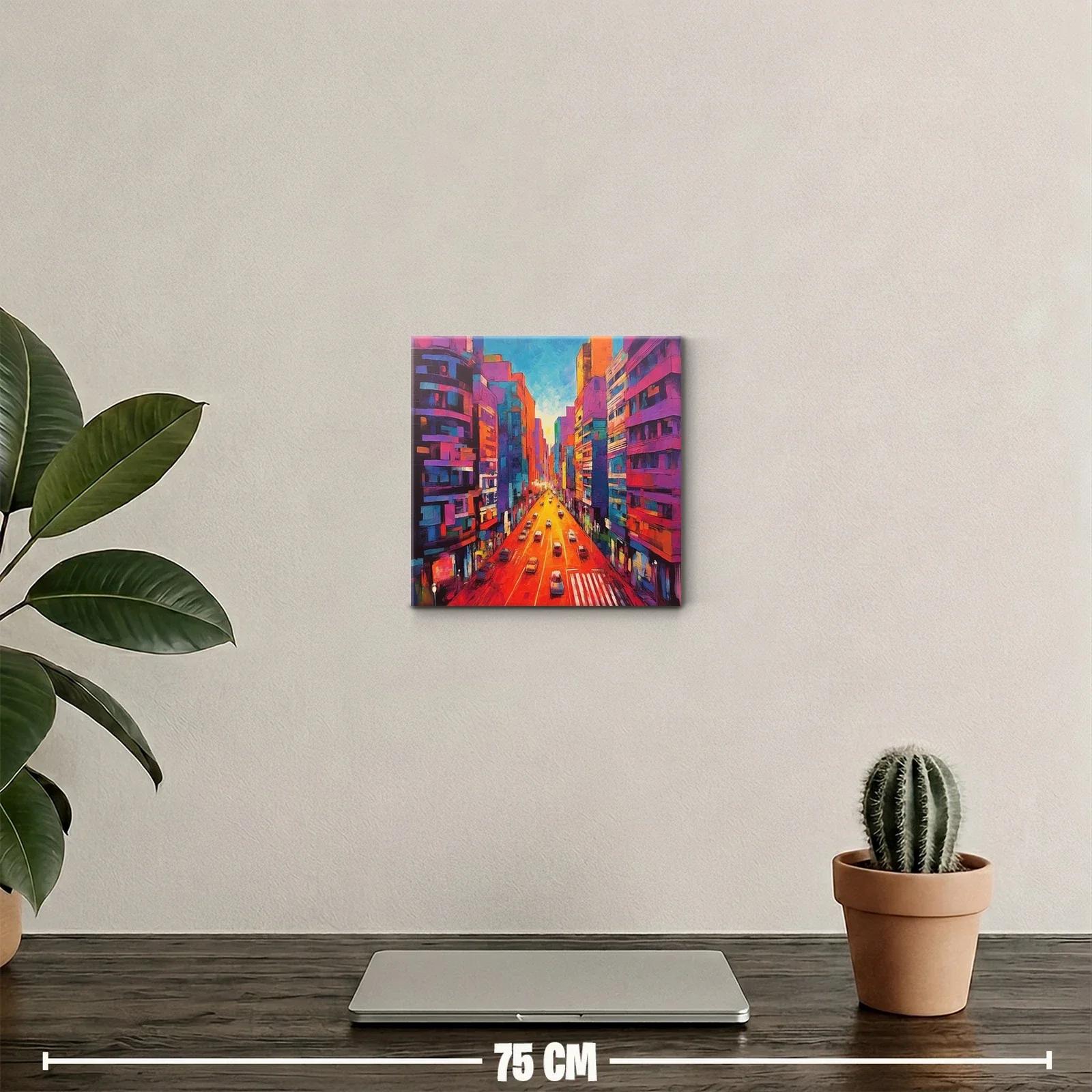 Paisaje urbano vibrante lleno de colores intensos y dinámicos — miniatura 2
