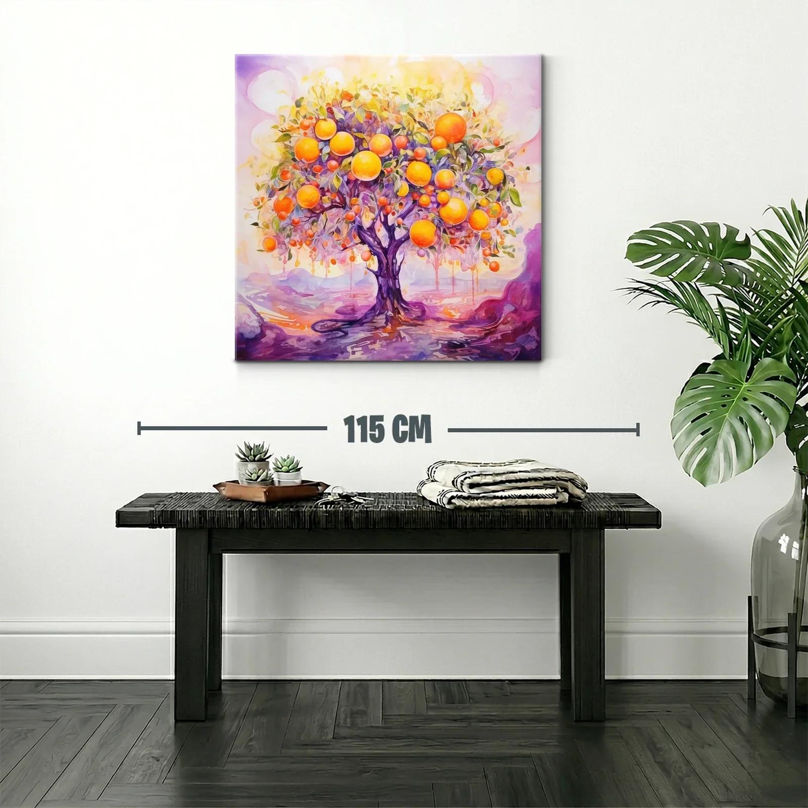 Árbol de frutas vibrantes en tonalidades cálidas y violetas — miniatura 2