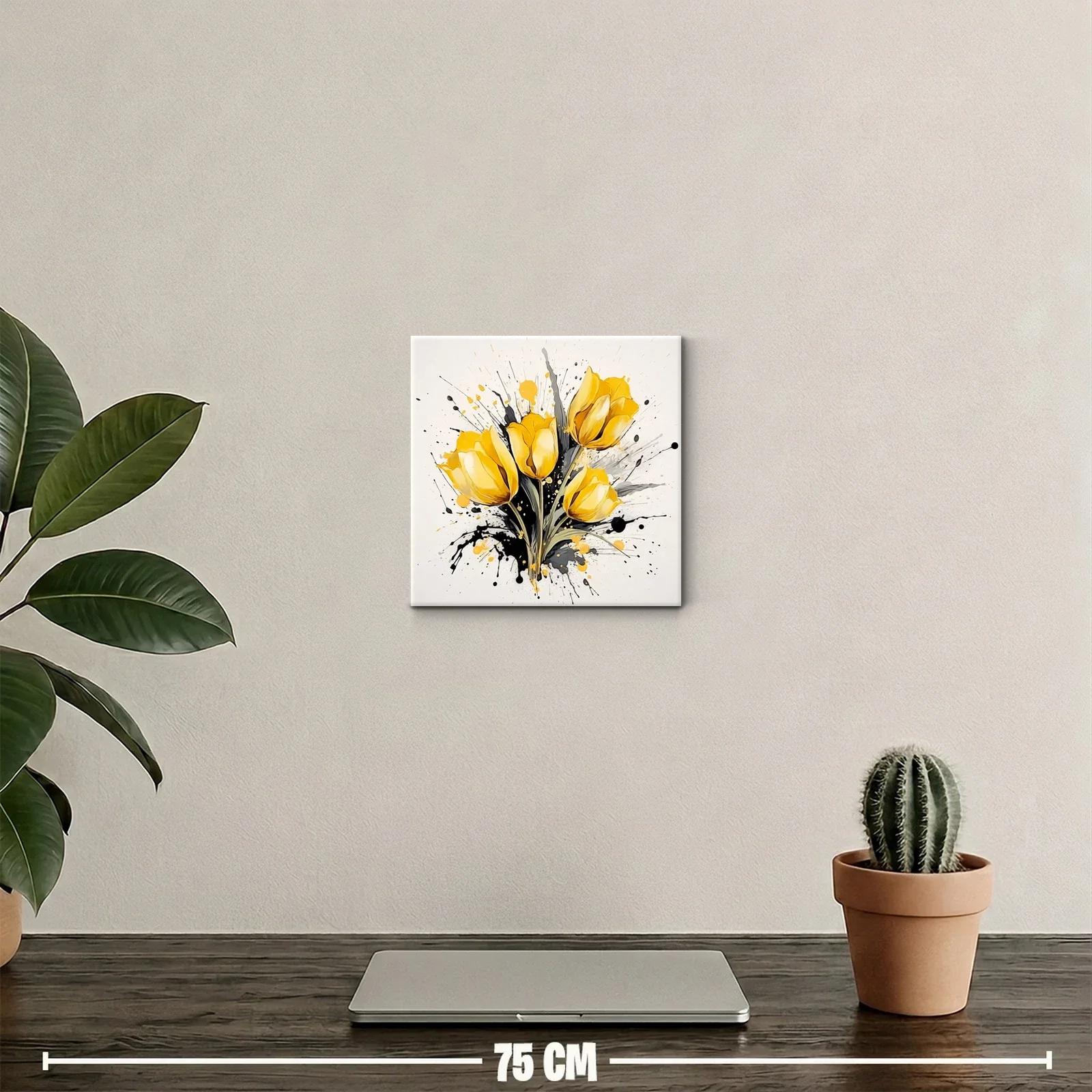 Ramillete de tulipanes amarillos con fondo artístico dinámico — miniatura 2