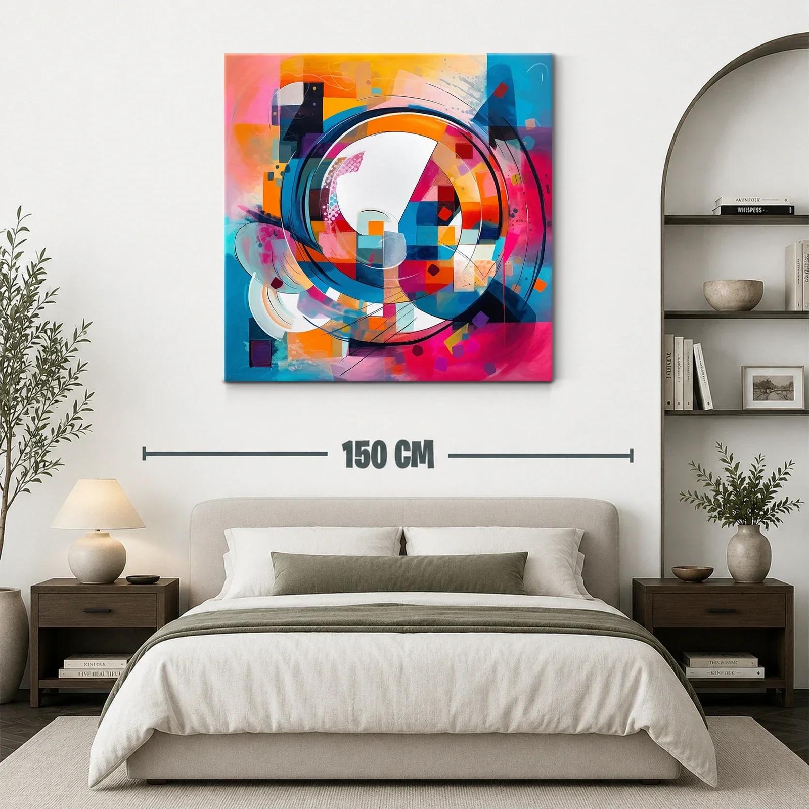 Cuadro abstracto moderno con vibrantes formas geométricas — miniatura 3