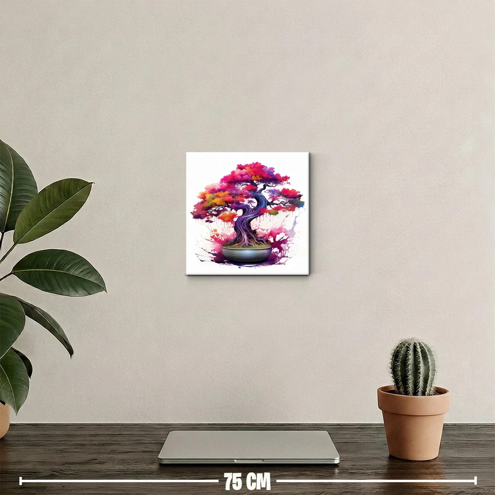 Árbol bonsái vibrante con follaje multicolor y toque artístico — miniatura 2