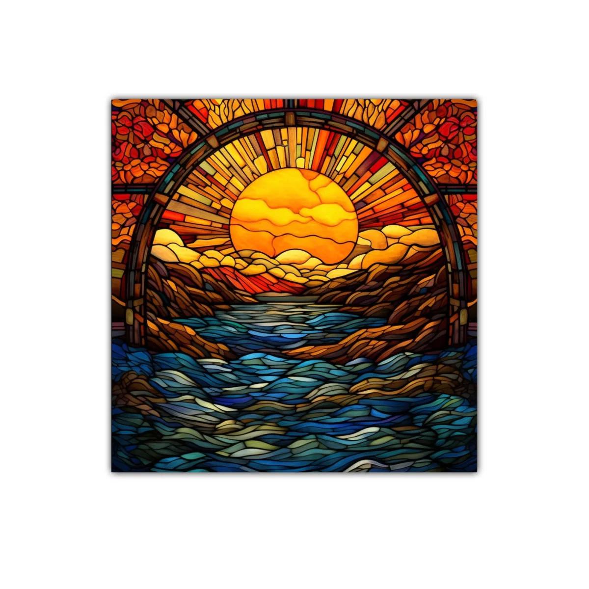 Atardecer en río entre montañas de colores vivos — imagen principal