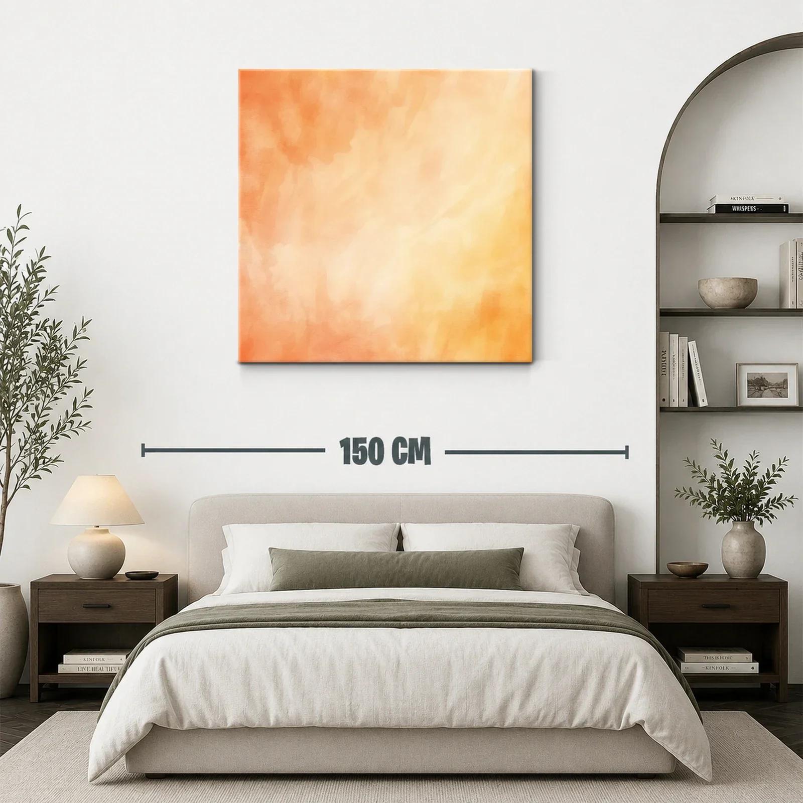 Cuadro abstracto en tonos cálidos naranja y beige — miniatura 3