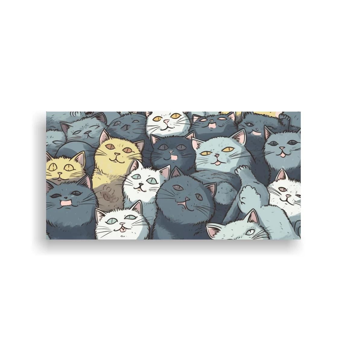 Cuadro grupo de gatos formando un patrón denso