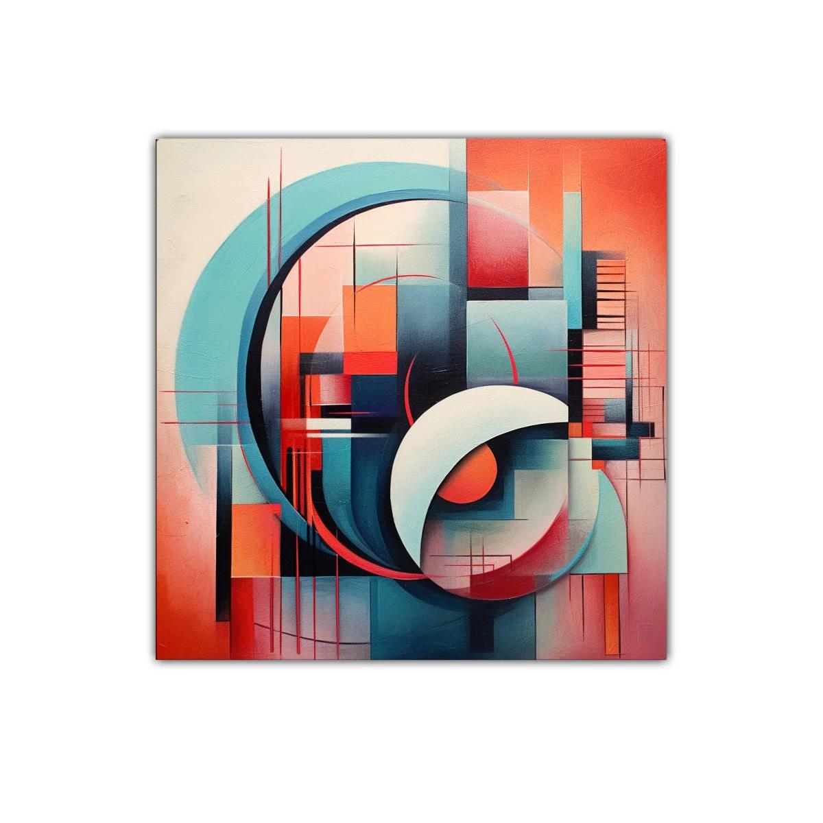 Cuadro abstracto con formas geométricas y paleta vibrante