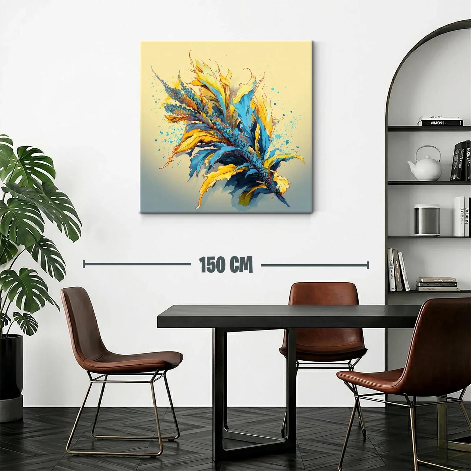 Composición vibrante de hojas y flores en tonos azules y amarillos — miniatura 2