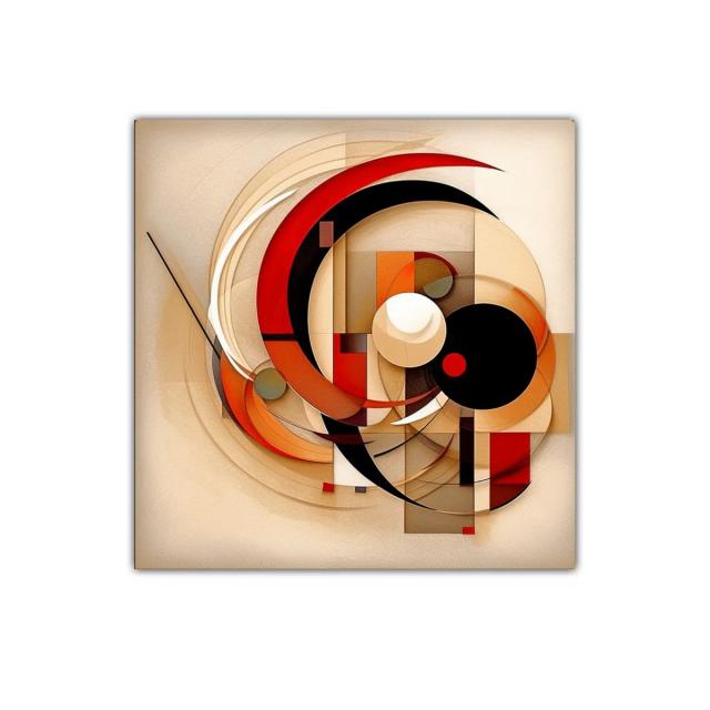 Composición abstracta en tonos cálidos y rojos vibrantes