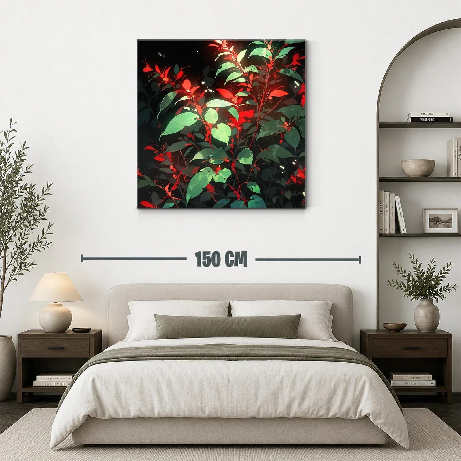 Naturaleza vibrante con hojas verdes y toques rojos llamativos — miniatura 3