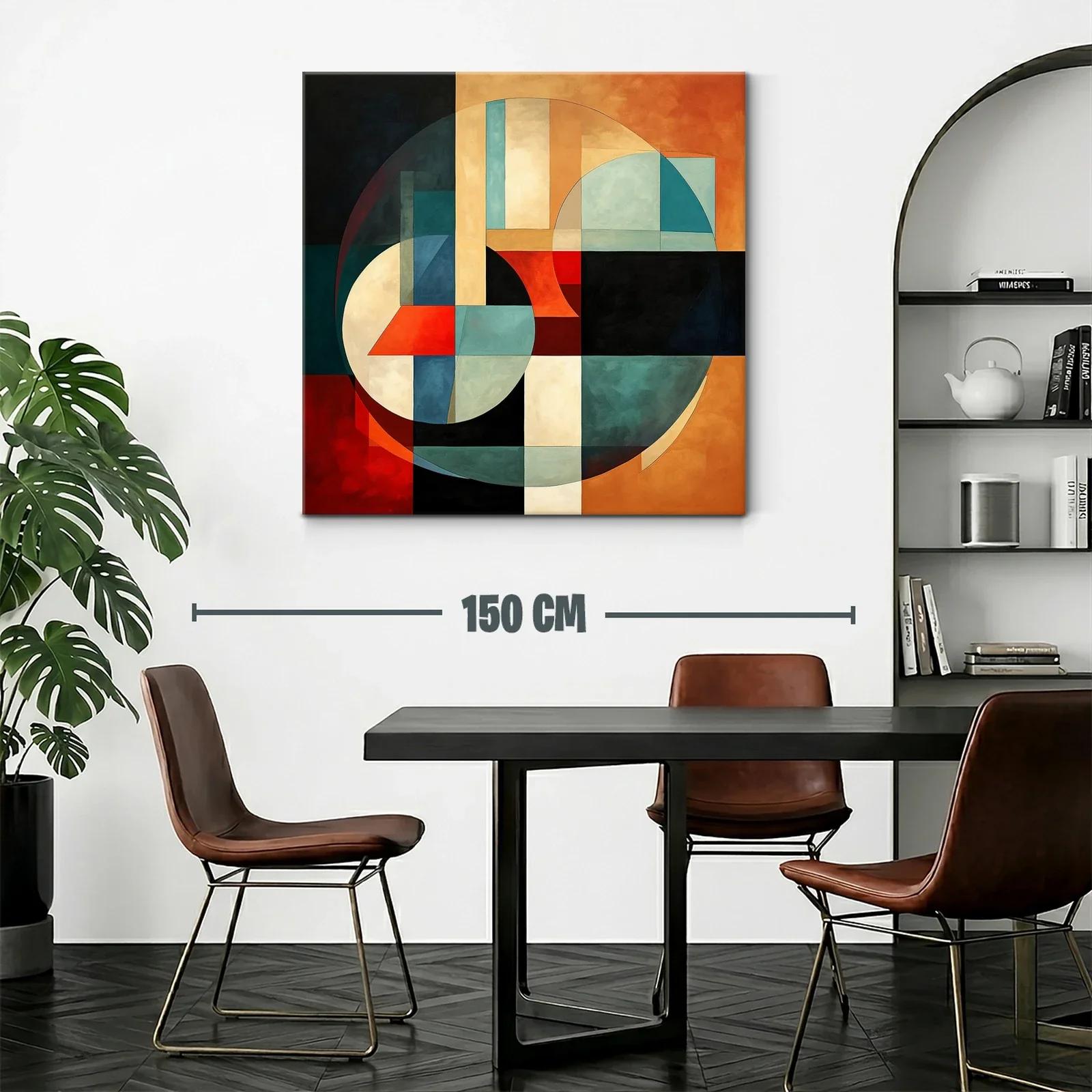 Arte abstracto geométrico con vibrantes tonos cálidos y fríos — miniatura 2