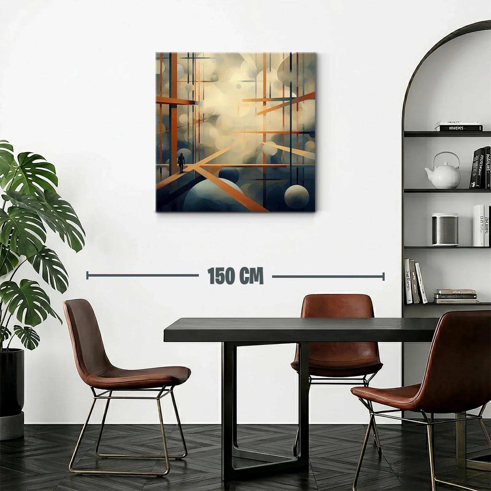 Composición abstracta con líneas y esferas en tonos cálidos — miniatura 2