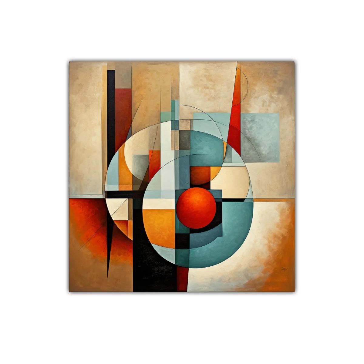 Composición geométrica en tonos cálidos y fríos vibrantes — imagen principal