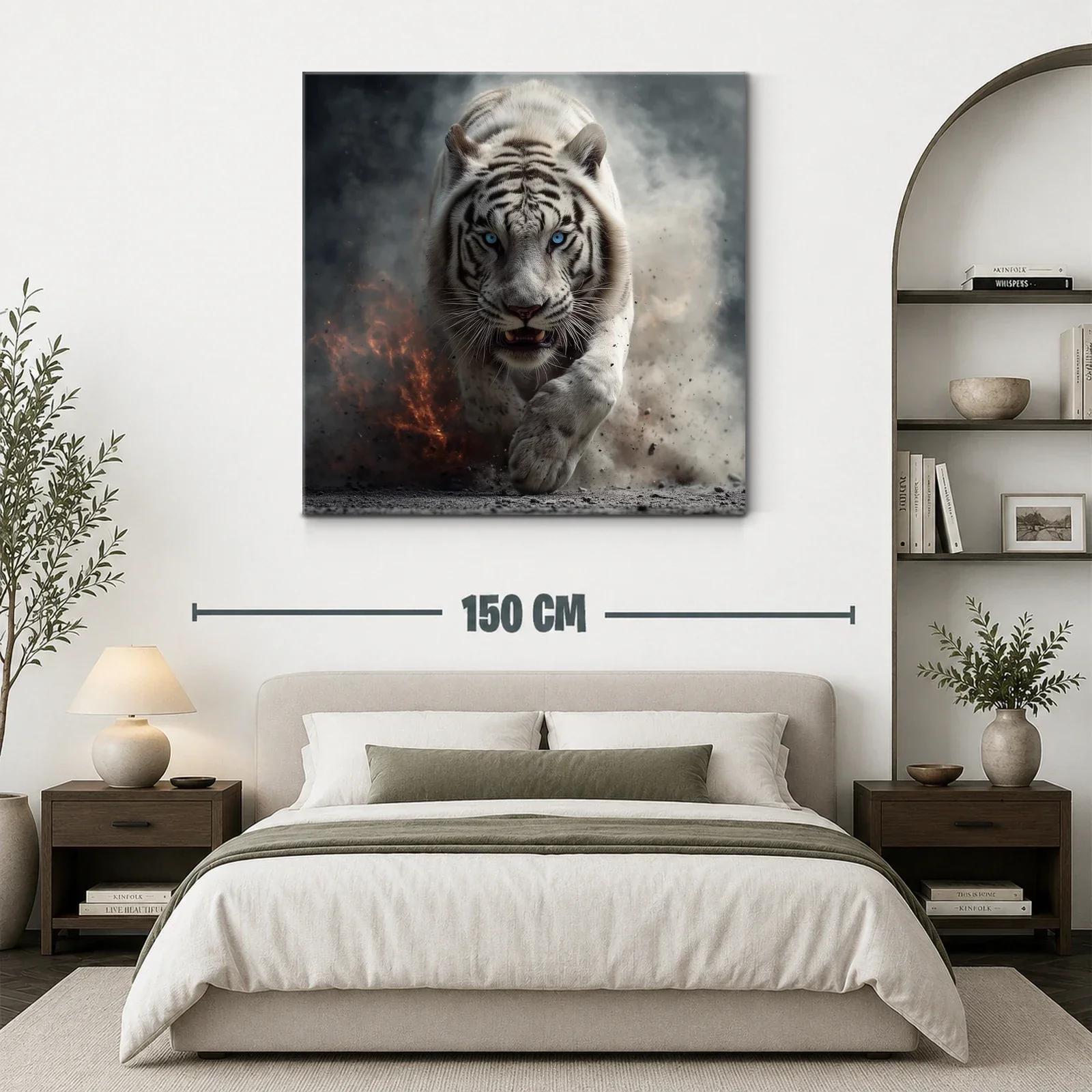 Impresionante tigre blanco en movimiento con mirada penetrante — miniatura 3