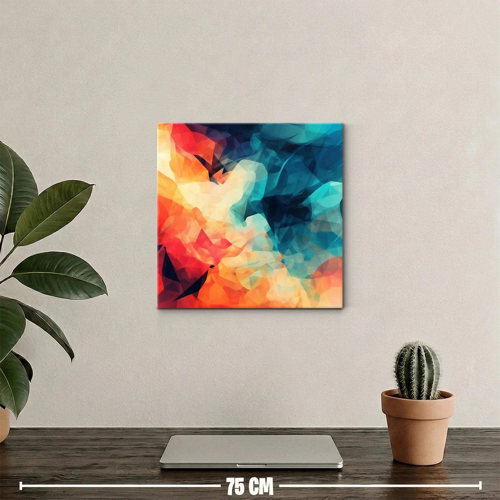 Cuadro abstracto en tonos cálidos y fríos vibrantes — miniatura 2