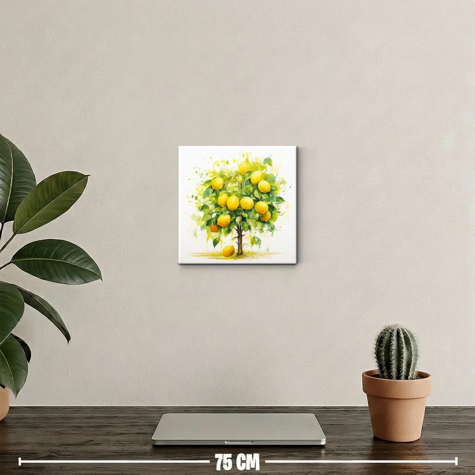 Cuadro decorativo con árbol cargado de limones vibrantes — miniatura 2