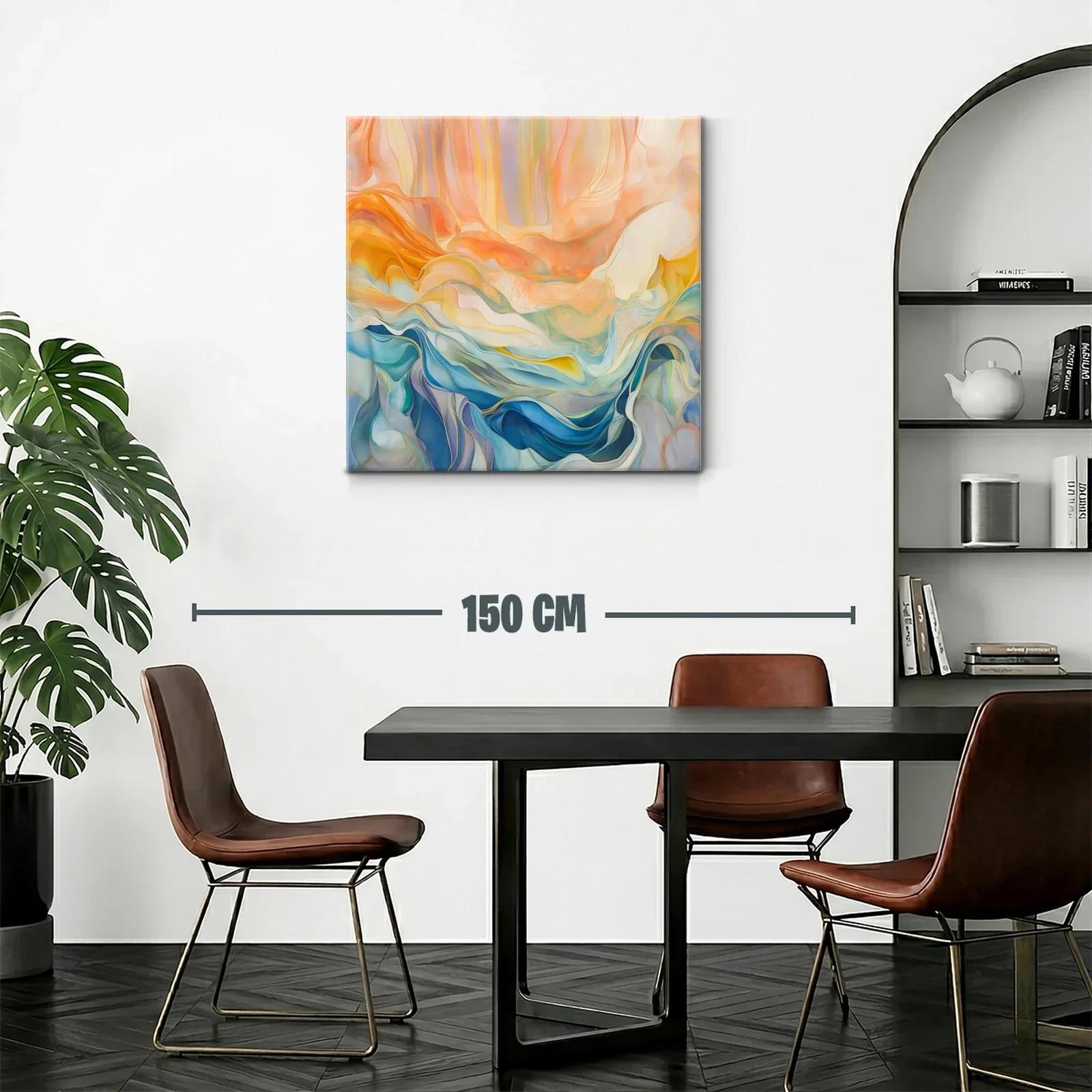 Cuadro abstracto con tonos cálidos y fríos en armonía fluida — miniatura 2