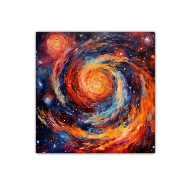 Cuadro abstracto con espiral cósmica brillante y vibrante