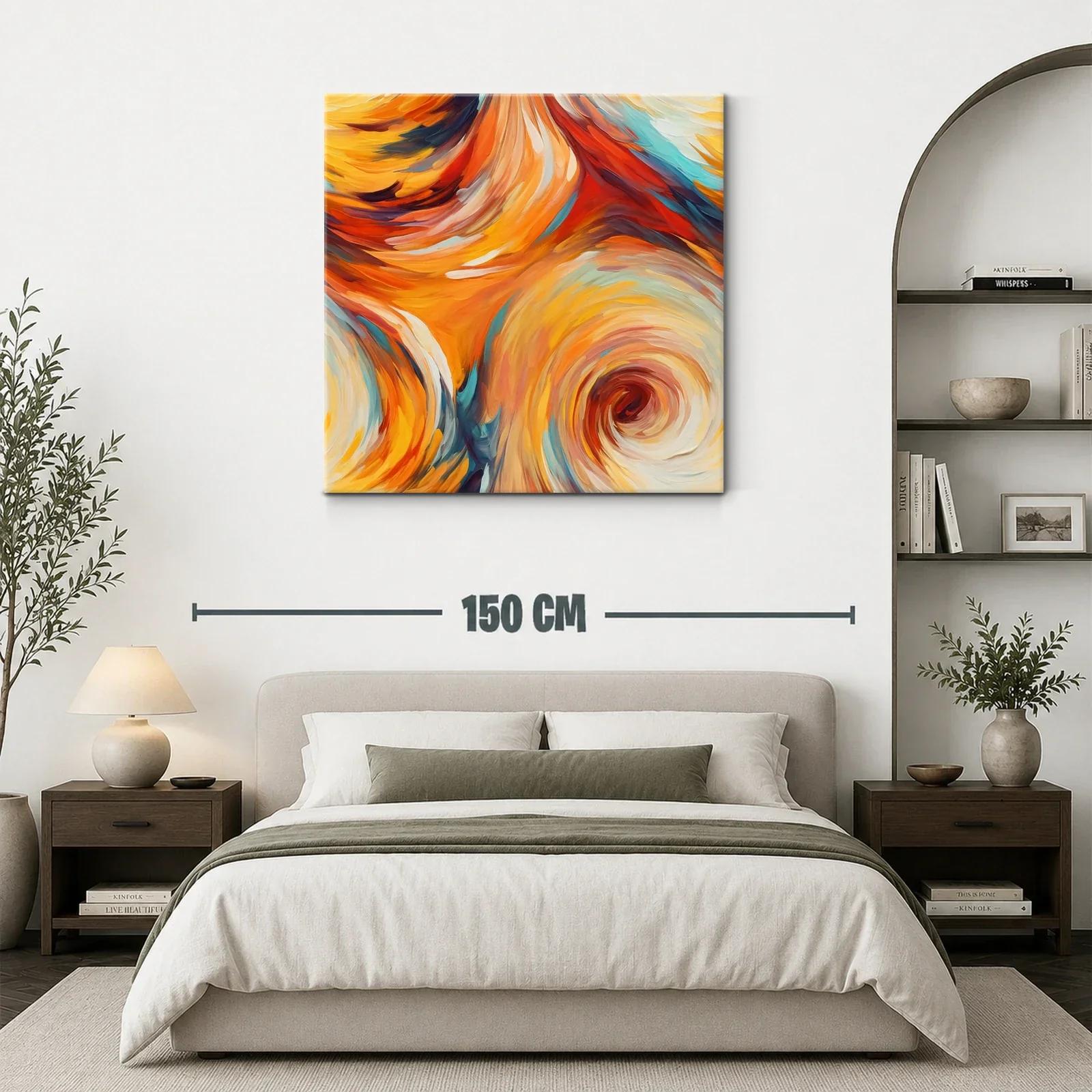 Cuadro Abstracto en Tonos Cálidos y Dinámicos — miniatura 3