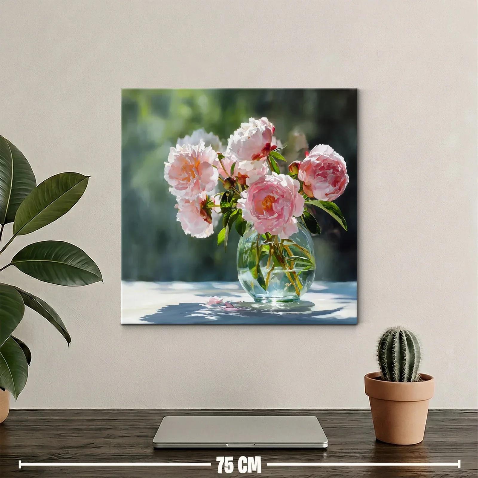 Elegancia natural con ramo de peonías en vidrio — miniatura 2