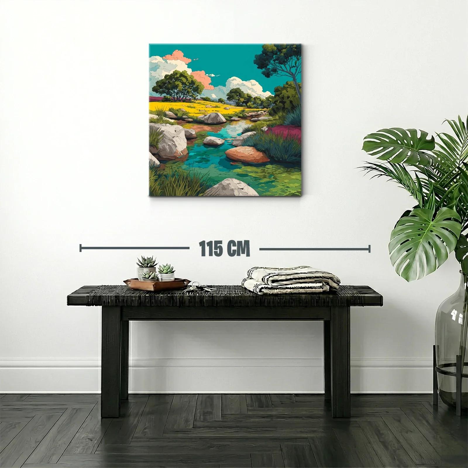 Paisaje natural con río sereno y árboles verdes — miniatura 2
