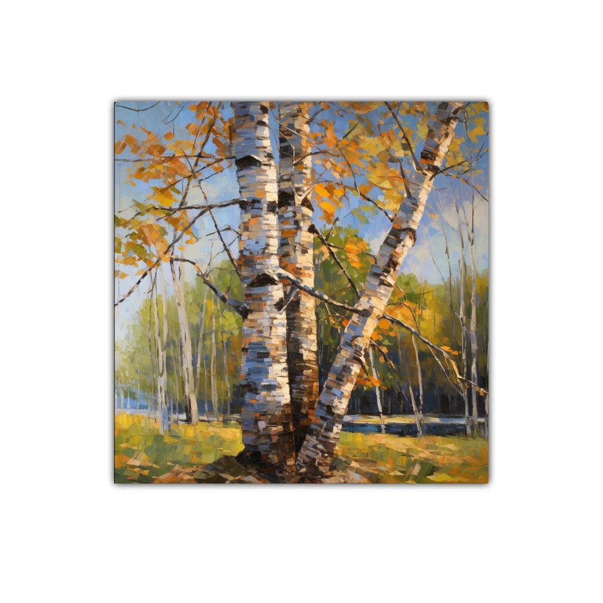 Arboleda de abedules con luz de otoño cálida — imagen principal